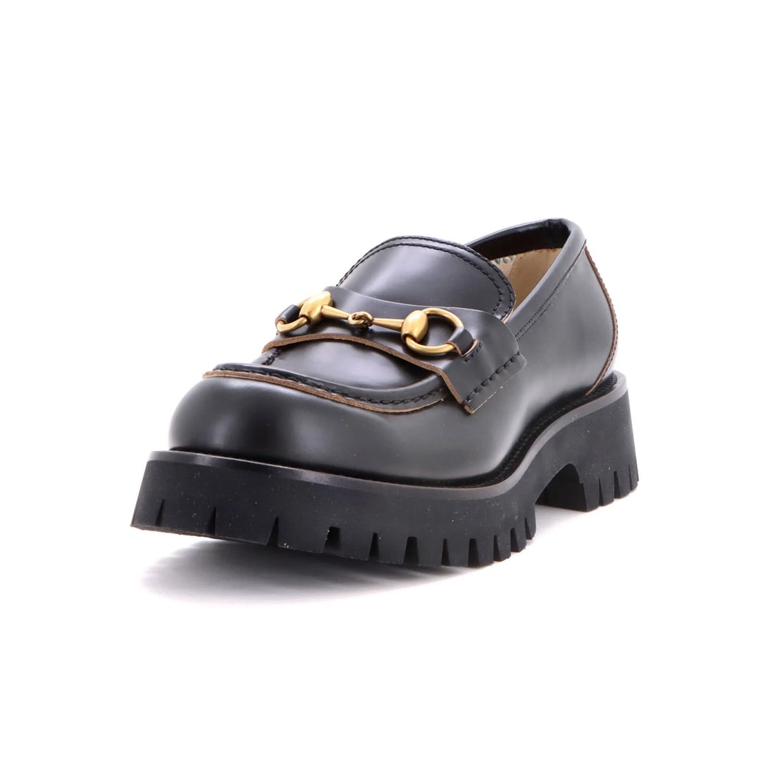 Horsebit Loafers Leather Gucci Women's: Horsebit Loafers Leather Gucci Women's Black Horsebit Loafers with Leather Upper and Interior, featuring Aged Gold Hardware, and a Pristine Condition with Light Scuffs Throughout. Made from