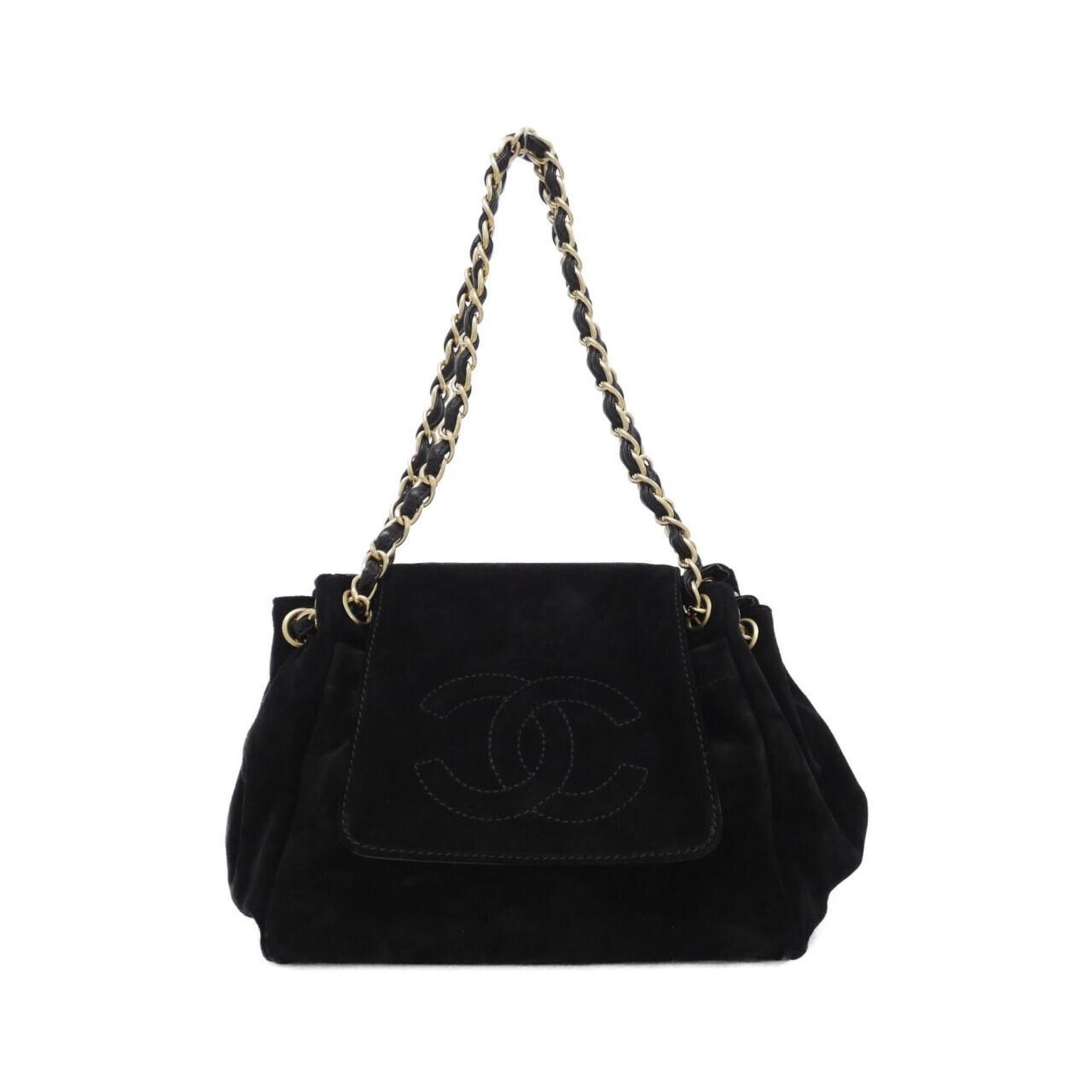 Suede Chanel Bag Shoulder: Suede Chanel Bag Shoulder Suede Chanel Bag Shoulder is a black shoulder bag made from suede material, with a size of 20cm x 22cm x 13cm. This bag features a classic design, with a signature Chanel