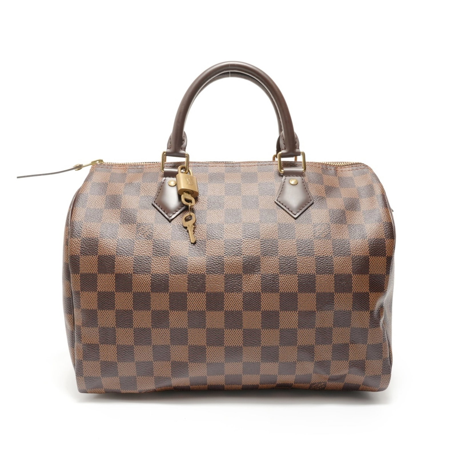 Handbag Louis Vuitton: Handbag Louis Vuitton Brown Louis Vuitton Damier handbag with a classic design, featuring a signature and a sturdy 23cm x 29cm x 17cm size. The bag's brown color and signature details make it a stylis