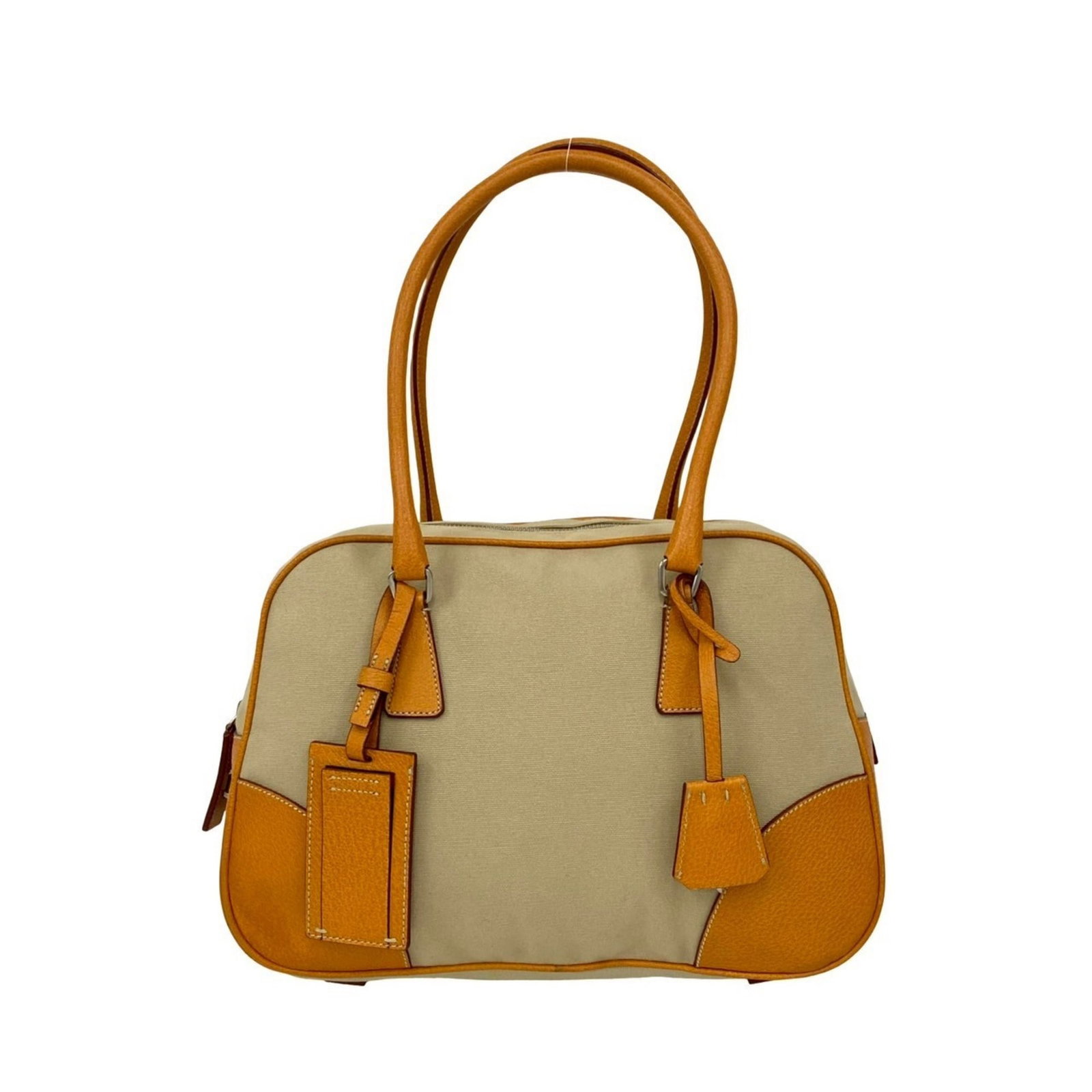 Prada Boston Bag Shoulder Bag Tote Bag Leather Canvas: Prada Boston Bag Shoulder Bag Tote Bag Leather Canvas The Prada Boston Bag is a stylish shoulder bag with a spacious tote design, crafted from high-quality leather and canvas. Measuring 24cm x 35cm x 