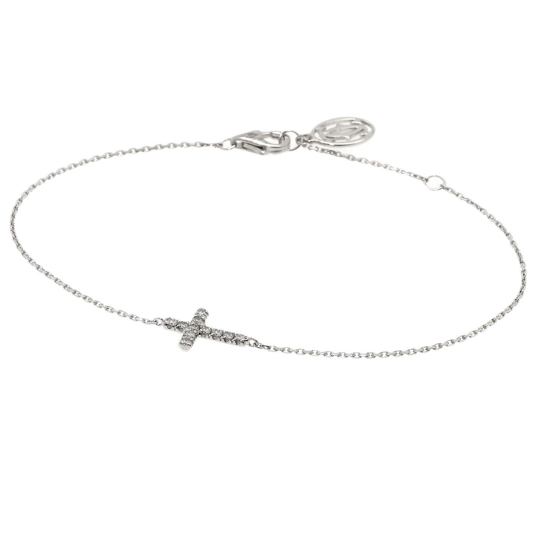 Symbol Diamond Cartier K18 White Gold Bracelet: Symbol Diamond Cartier K18 White Gold Bracelet K18 White Gold Cartier Bracelet with a 0.13ct Diamond. This elegant bracelet features a high-quality K18 white gold construction, adorned with a single