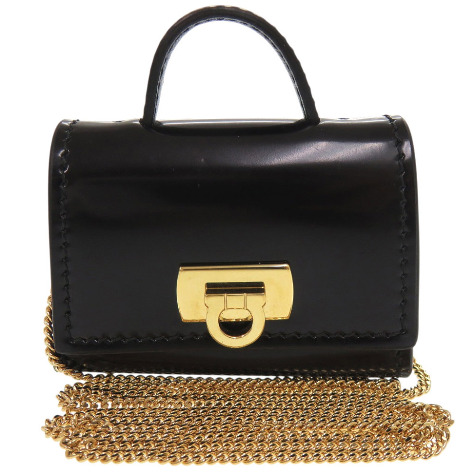Ferragamo Leather Shoulder Bag: Ferragamo Leather Shoulder Bag Black leather shoulder bag from Salvatore Ferragamo, made in Italy with a sleek 7.5cm x 7.5cm x 3cm design. The bag features high-quality leather construction and a