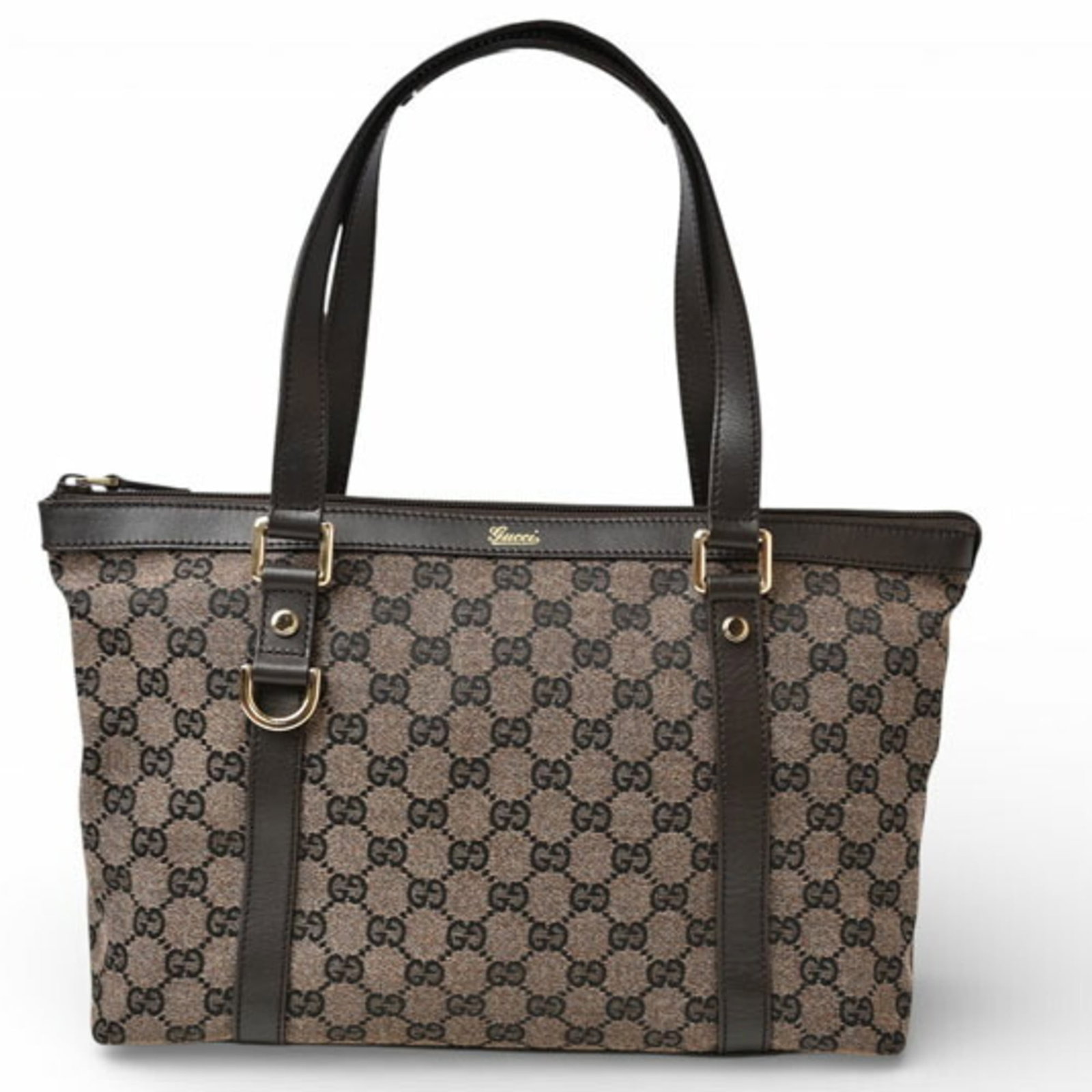 Gucci Canvas Shopping Bag Tote Bag: Gucci Canvas Shopping Bag Tote Bag Black and dark brown GG canvas, a classic combination from Gucci, defines this stylish shopping bag tote. Made from high-quality canvas material, its 21cm x 32cm x
