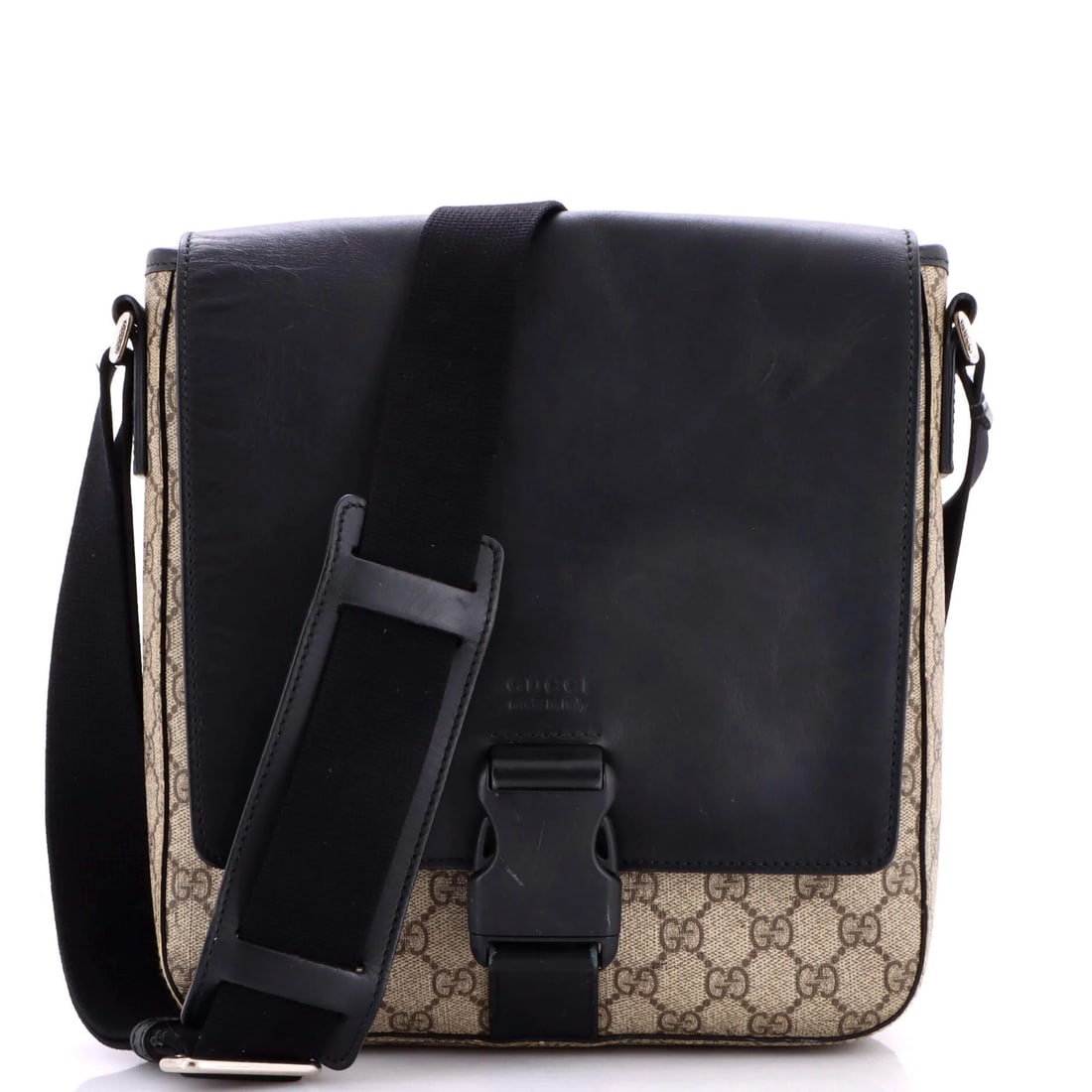 Buckle Flap Messenger Bag Coated Canvas Medium with Leather GG: Buckle Flap Messenger Bag Coated Canvas Medium with Leather GG Buckle Flap Messenger Bag Coated Canvas Medium with Leather GG - A stylish and functional medium-sized messenger bag with a classic Gucci