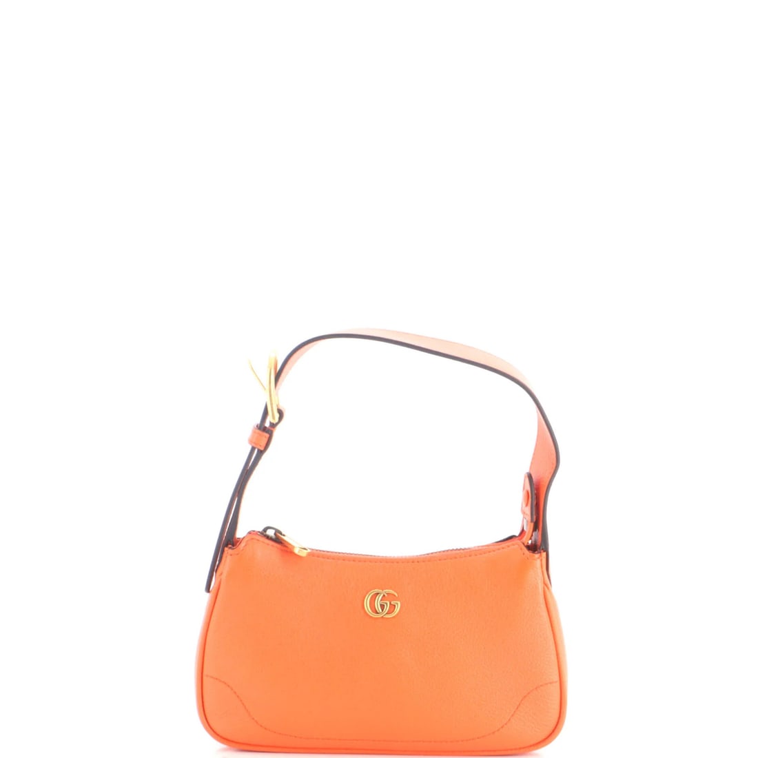 Aphrodite Leather Mini Gucci Shoulder Bag: Aphrodite Leather Mini Gucci Shoulder Bag The Aphrodite Leather Mini Gucci Shoulder Bag boasts a vibrant orange exterior, perfectly complemented by neutral microfiber interior and aged gold hardware.