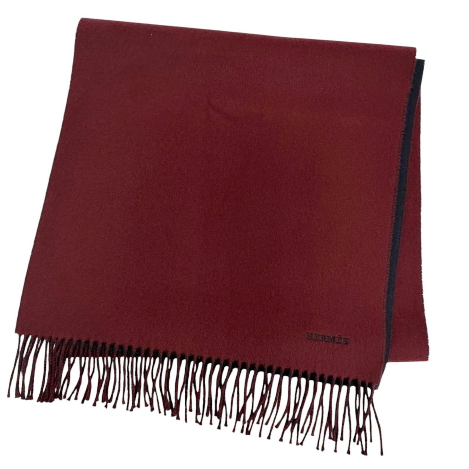 Hermes Stole Cashmere: Hermes Stole Cashmere Bordeaux and Navy Cashmere Stole from Hermes, measuring 1.56m x 40.5cm, crafted from luxurious cashmere material. This stole boasts a classic design, perfect for adding a touch o
