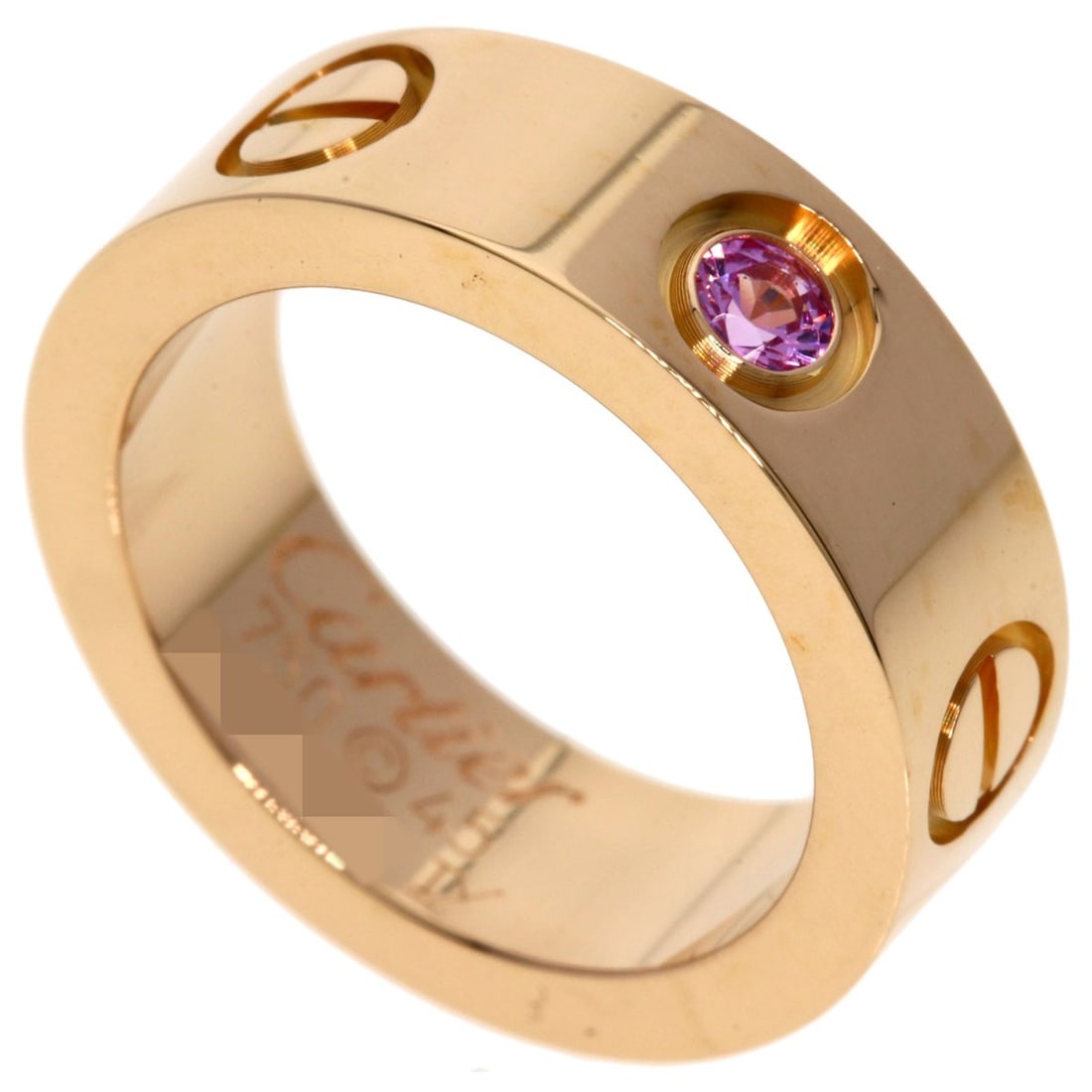 Pink Sapphire Cartier Love K18 Gold Ring: Pink Sapphire Cartier Love K18 Gold Ring K18 Pink Gold Cartier Love Ring with a stunning pink sapphire. This elegant ring showcases the beauty of pink sapphire set in 18k gold, a classic design that
