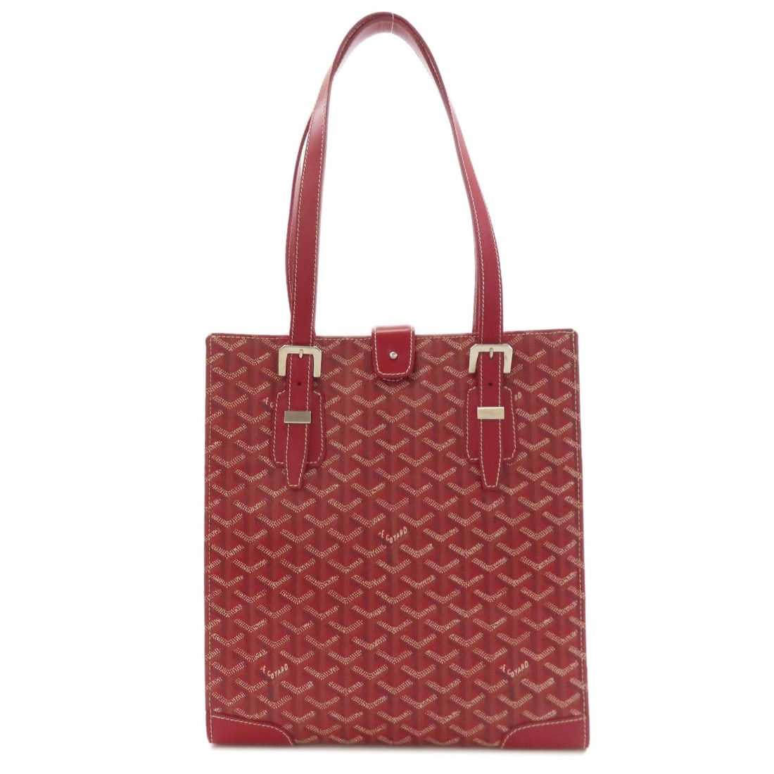 Herringbone Pattern Tote Bag Coating Canvas Goyard: Herringbone Pattern Tote Bag Coating Canvas Goyard Red Herringbone Pattern Tote Bag Made from Coating Canvas by Goyard. This tote bag features a striking herringbone pattern in red, made from coating 