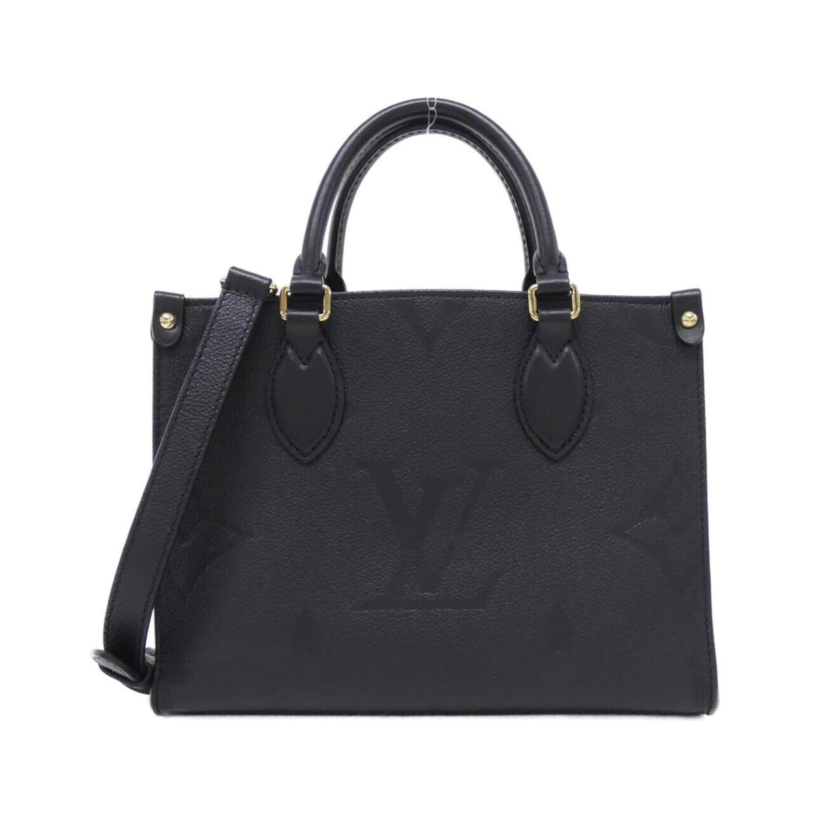 Handbag Leather Louis Vuitton: Handbag Leather Louis Vuitton Black Calf Leather Louis Vuitton Handbag with Gold Hardware. Made from high-quality calf leather, this classic handbag features a timeless design with a 19cm x 25cm x