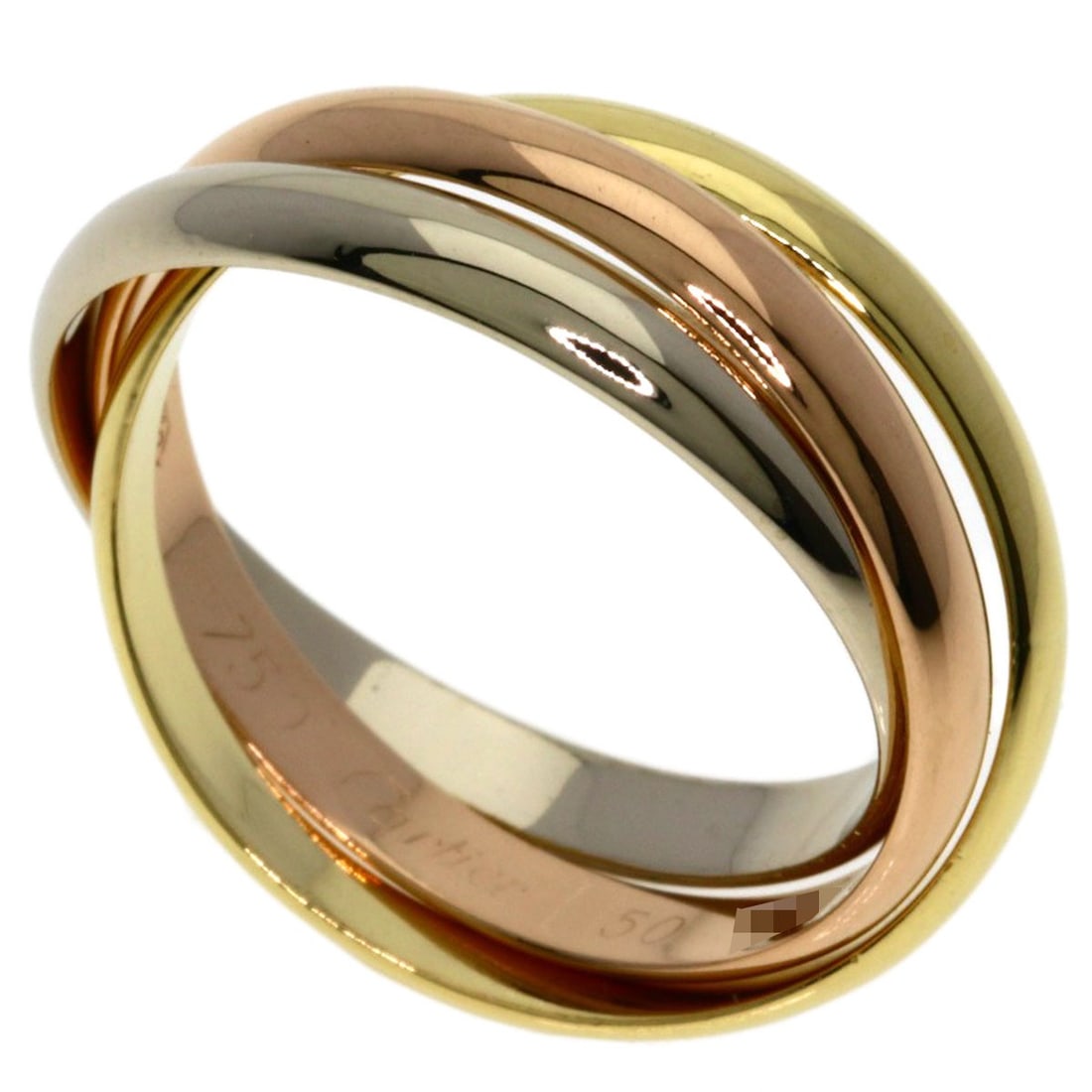 Cartier Trinity Yellow Gold K18 White Gold K18 Sm Ring #50: Cartier Trinity Yellow Gold K18 White Gold K18 Sm Ring #50 Cartier's Trinity ring is a masterclass in elegant design, with its K18 yellow gold and white gold combination creating a striking visual