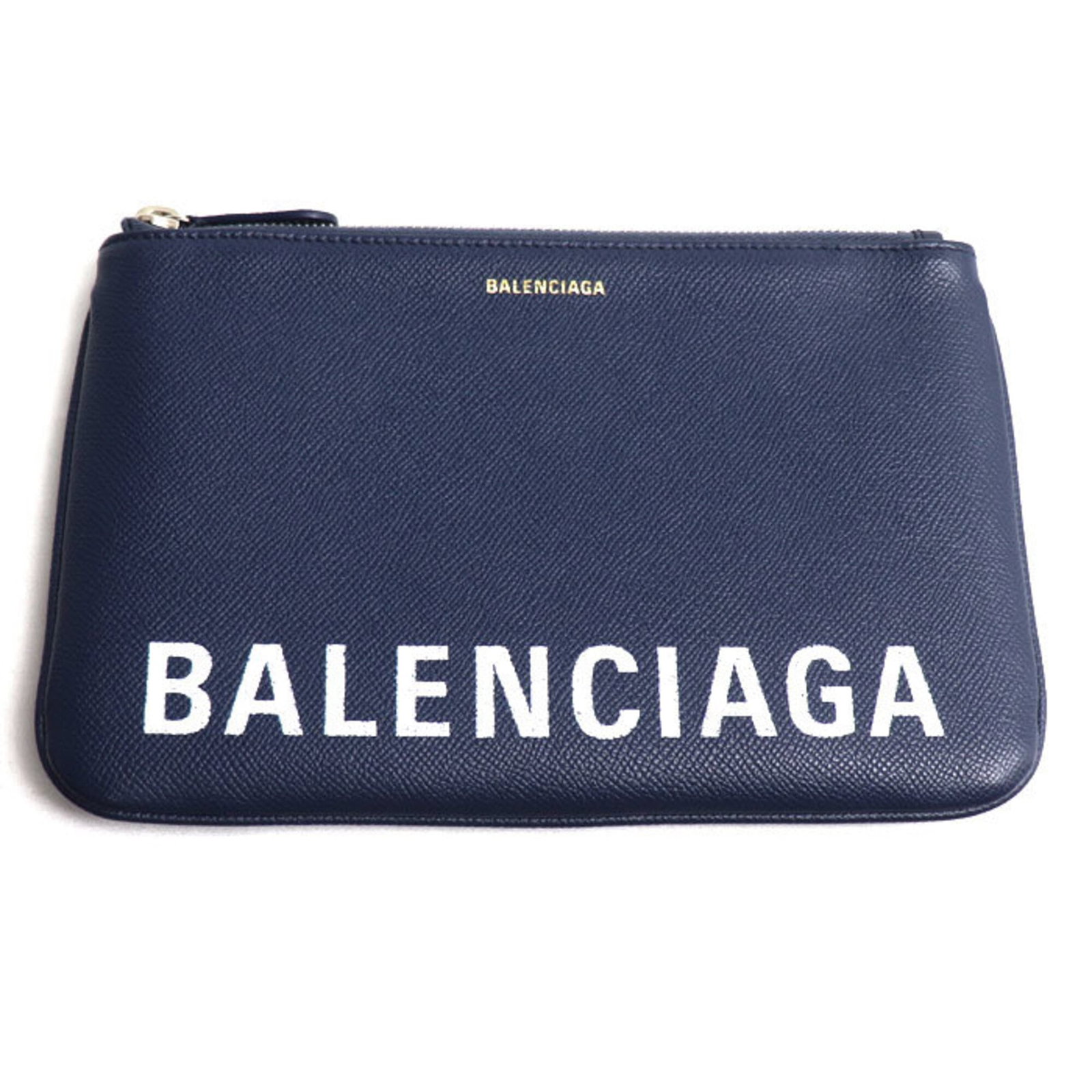 Clutch Bag Leather By Balenciaga: Clutch Bag Leather By Balenciaga Navy leather clutch bag from Balenciaga, featuring silver hardware and a sleek 15cm x 24.5cm size. This stylish accessory is made from high-quality leather and boasts