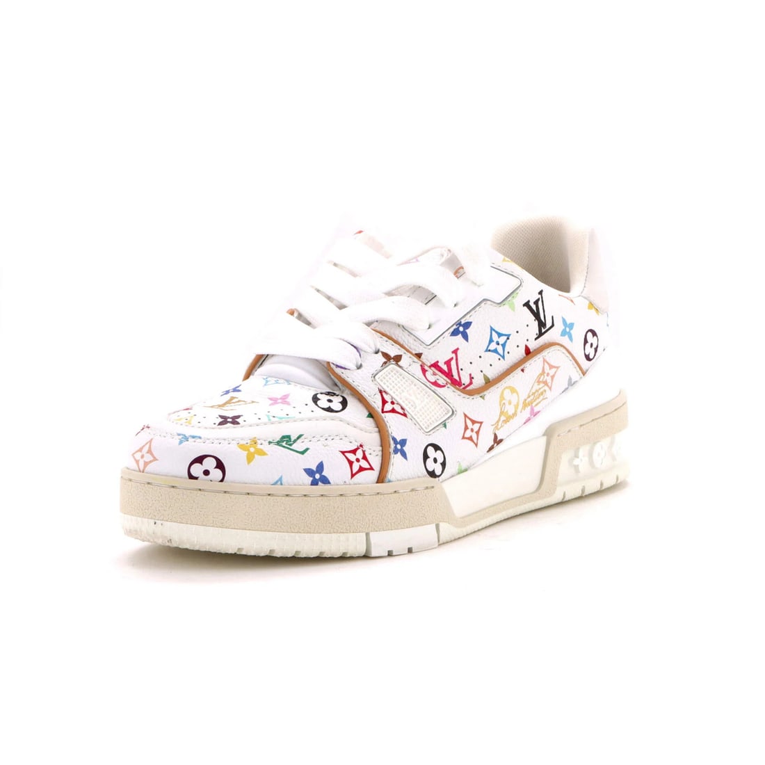 Takashi Murakami Louis Vuitton Men's LV Trainer Sneakers Monogram Multicolor: Takashi Murakami Louis Vuitton Men's LV Trainer Sneakers Monogram Multicolor Takashi Murakami's vibrant monogram pattern takes center stage on these bold, multicolor Louis Vuitton Men's LV Trainer Sne
