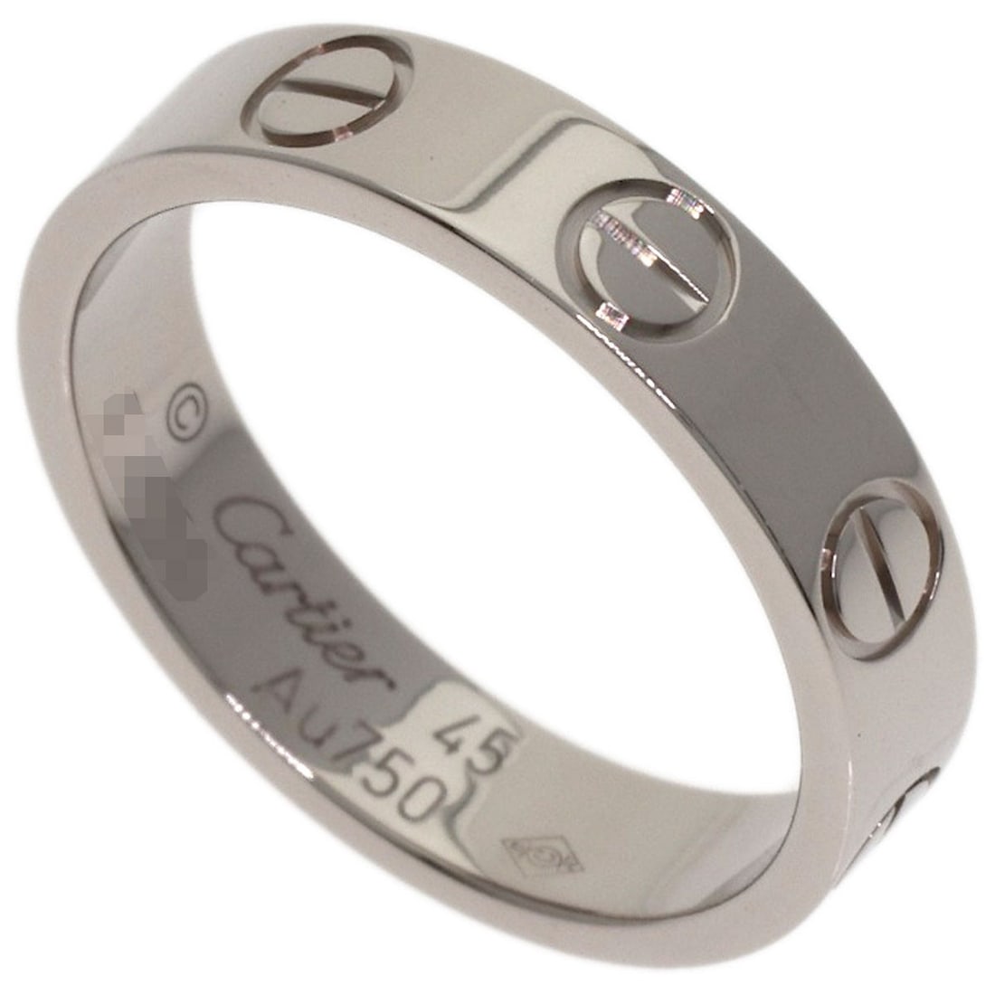 Cartier Mini Love Ring #45 Ring K18 White Gold: Cartier Mini Love Ring #45 Ring K18 White Gold Cartier Mini Love Ring #45 features a sleek K18 White Gold design with a silver metal exterior, making it a stylish addition to any jewelry collection.