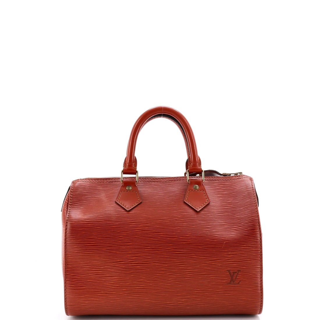 Vuitton Leather Epi Handbag Louis Speedy 25: Vuitton Leather Epi Handbag Louis Speedy 25 Brown Louis Vuitton Epi Leather Speedy 25 Top Handle Handbag with Gold Hardware. This pre-owned Speedy 25 handbag features a rich brown Epi leather exterior