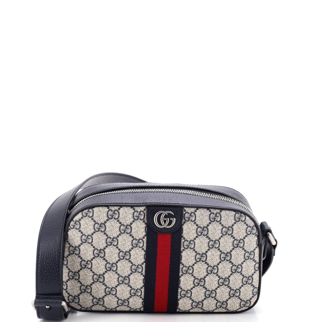 Gucci Ophidia Camera Bag GG Coated Small Leather Canvas: Gucci Ophidia Camera Bag GG Coated Small Leather Canvas Small Gucci Ophidia Camera Bag in Blue Canvas Coated Leather. This GG Coated Small Leather Canvas cross body bag features a blue exterior with m
