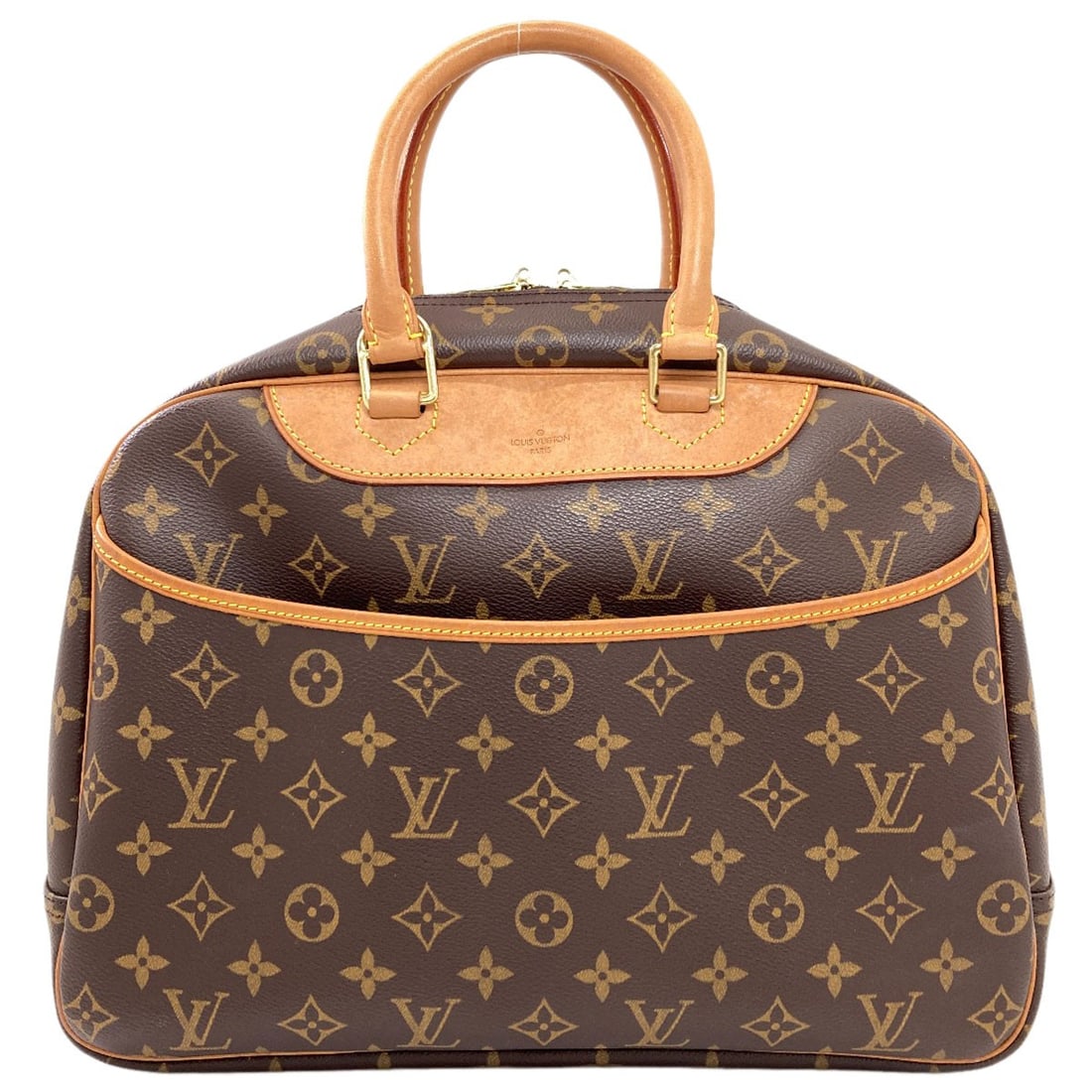 Vuitton Louis M47270 Monogram Canvas Handbag Deauville: Vuitton Louis M47270 Monogram Canvas Handbag Deauville Vuitton's iconic Louis M47270 Monogram Canvas Handbag is a timeless classic, boasting a rich brown exterior made from high-quality monogram