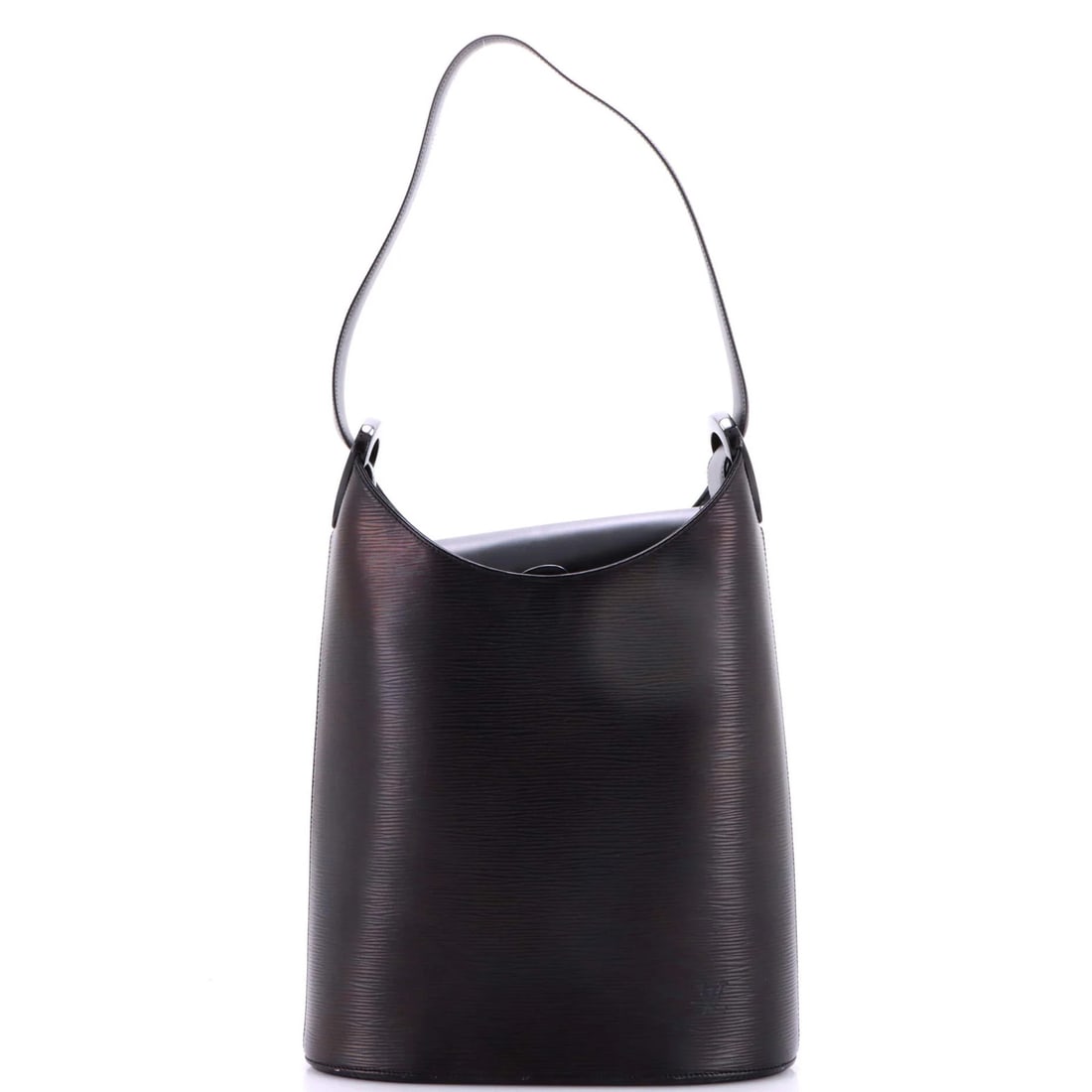 Louis Vuitton Verseau Handbag Epi Leather: Louis Vuitton Verseau Handbag Epi Leather Black Louis Vuitton Verseau Handbag Epi Leather features a classic hobos style with a 12" handle drop and 10" width. The exterior shows signs of wear,