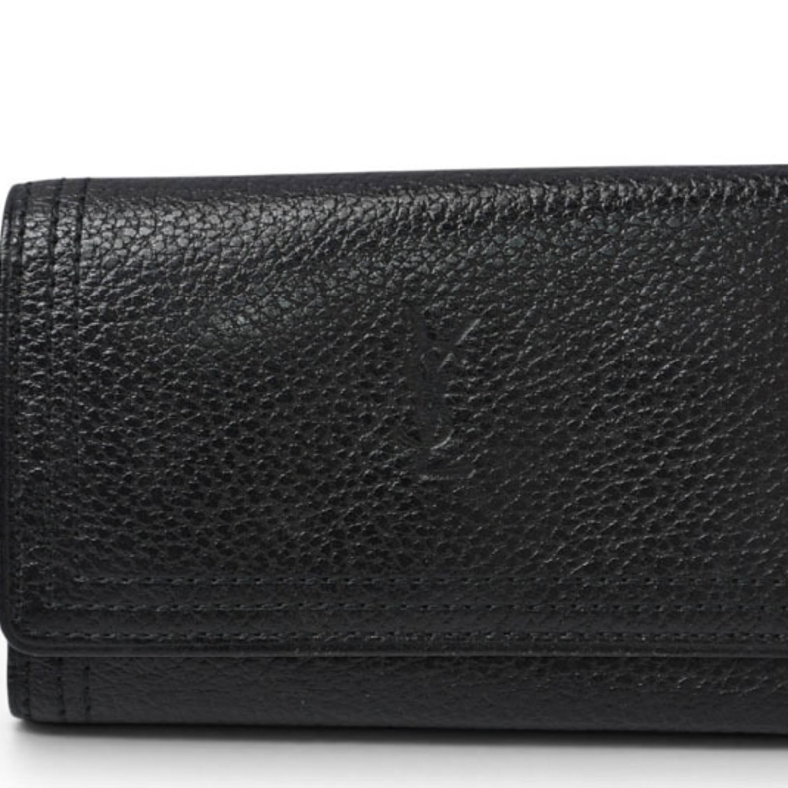 Keycase Saint Laurent Yves: Keycase Saint Laurent Yves Black leather keycase from Yves Saint Laurent, featuring a snap fastener closure and 5 key hooks, measuring 6.3cm x 10cm x 1.5cm. Made from high-quality leather, this compac