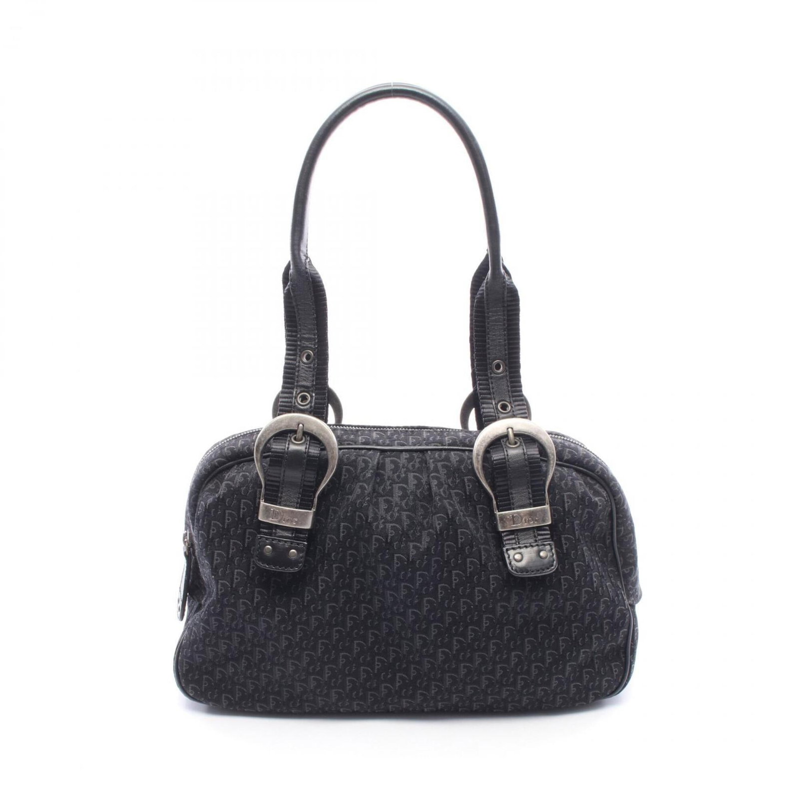 Canvas Leather Dior Handbag Tote Christian: Canvas Leather Dior Handbag Tote Christian Canvas and leather come together in this sleek, black Christian Dior tote bag, measuring 21cm x 32.5cm x 9.5cm. The canvas and leather construction gives