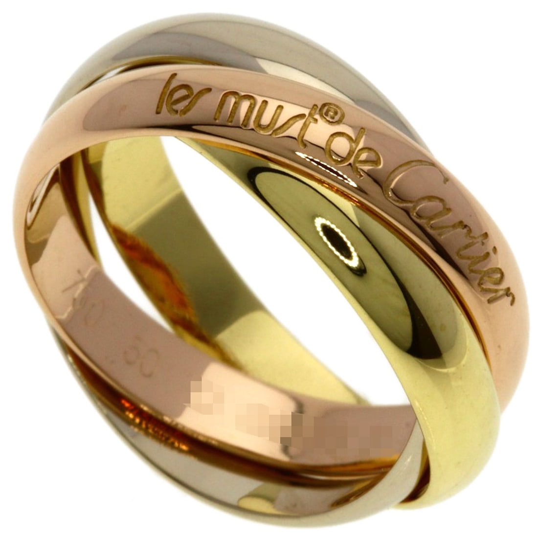 K18 White Gold K18 Yellow Gold Cartier Trinity #50 Ring: K18 White Gold K18 Yellow Gold Cartier Trinity #50 Ring K18 White Gold K18 Yellow Gold Cartier Trinity #50 Ring features a striking combination of two gold metals, K18 White Gold and K18 Yellow Gold,