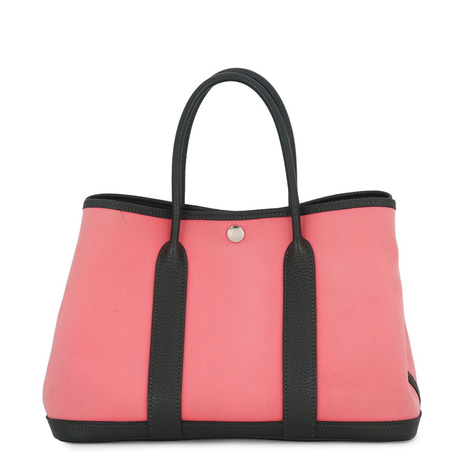 Toile Officier Handbag Tote Hermes: Toile Officier Handbag Tote Hermes Toile Officier Handbag Tote from Hermes, a French luxury brand, features a rose azalee and vert fonce color combination. This iconic tote bag measures 21cm x 30cm x
