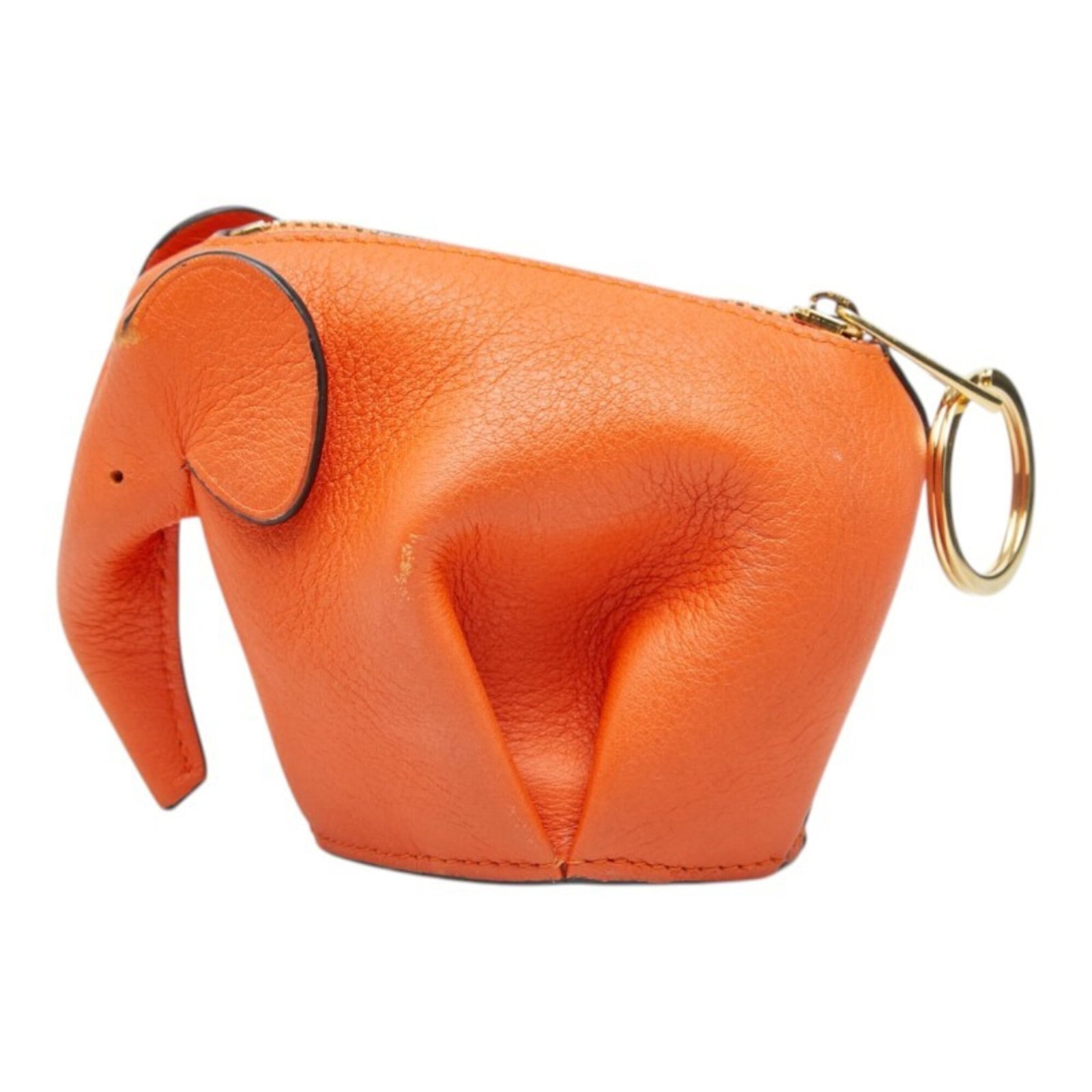 Loewe Coin Purse/ Coin Case Leather: Loewe Coin Purse/ Coin Case Leather This vibrant orange Loewe coin purse features a sleek design and premium leather construction, measuring 9cm x 11cm x 4.8cm. The coin case's compact size makes it