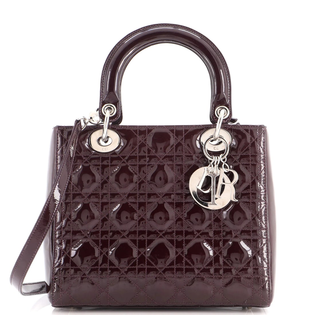 Christian Dior Vintage Lady Dior Cannage Quilt Patent Medium Bag (1 of 6)