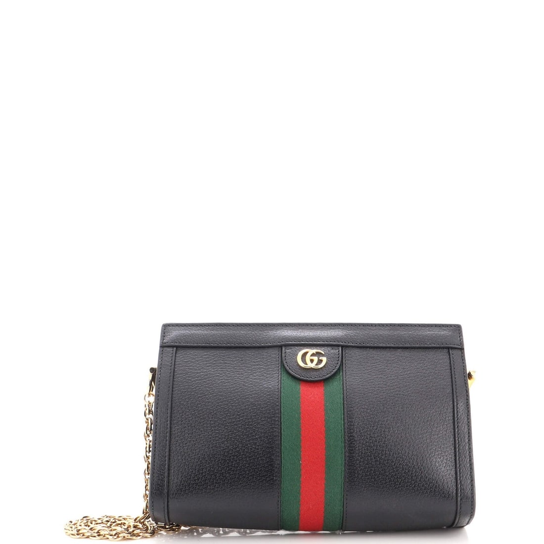 Chain Leather Bag Small Gucci Ophidia: Chain Leather Bag Small Gucci Ophidia Small Gucci Ophidia Chain Leather Bag in Black. This cross body bag features a sleek chain shoulder strap and a classic Gucci design. With its small size and