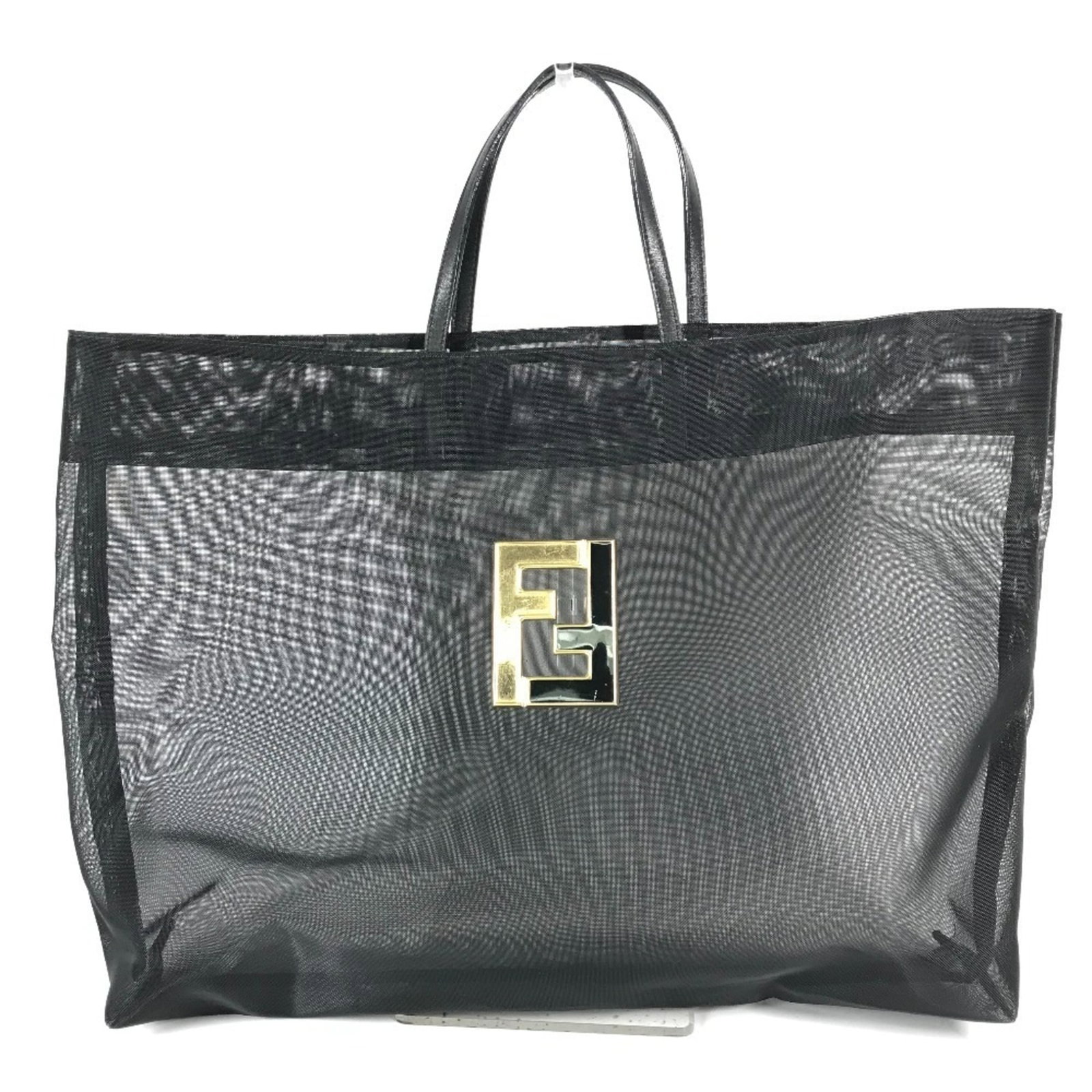 Beach Bag Fendi Nylon Tote Mesh: Beach Bag Fendi Nylon Tote Mesh Black Fendi nylon mesh tote bag with a mesh design, measuring 34cm x 42.5cm x 11cm. Made from nylon mesh material, this beach bag features a simple and sleek design.