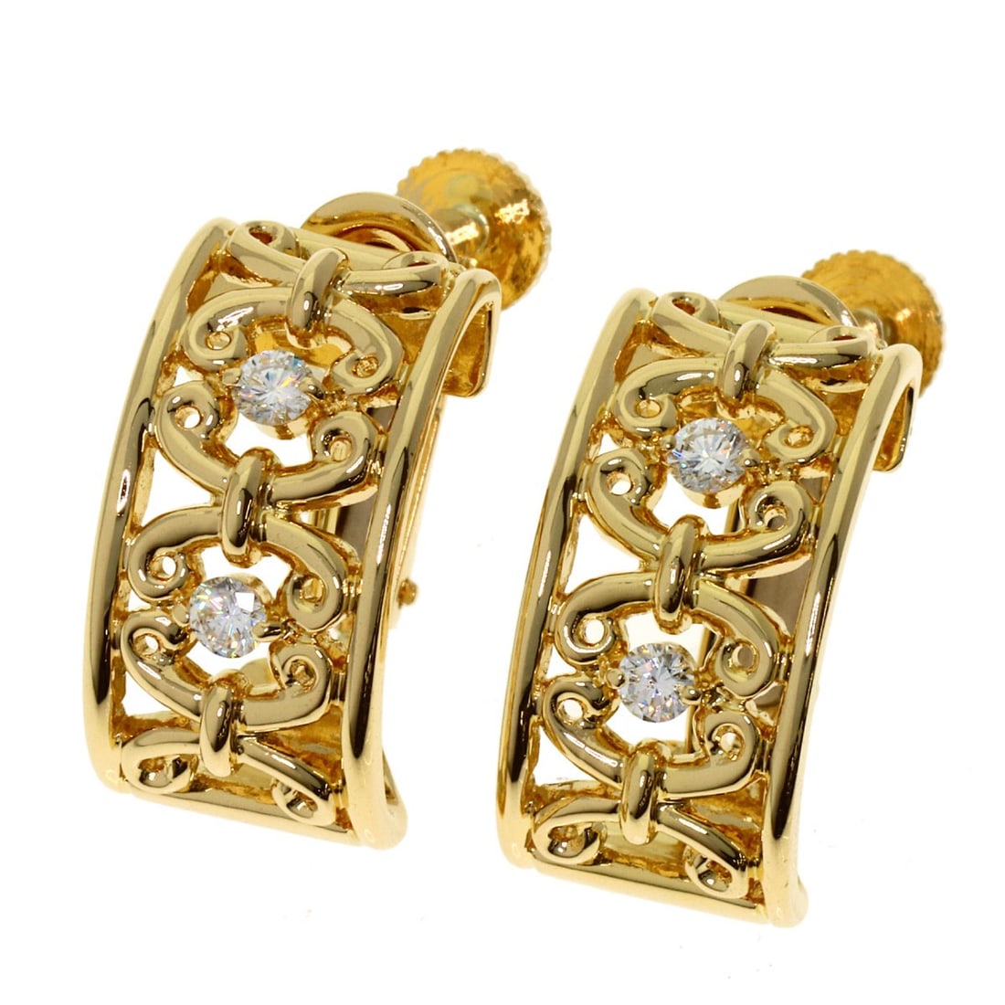 Celine Diamond K18 Yellow Gold Earring: Celine Diamond K18 Yellow Gold Earring K18 Yellow Gold Diamond Earrings Shine with 0.13ct Diamonds. The CELINE brand showcases these elegant earrings, featuring a total of 0.13ct diamonds set in K18 y