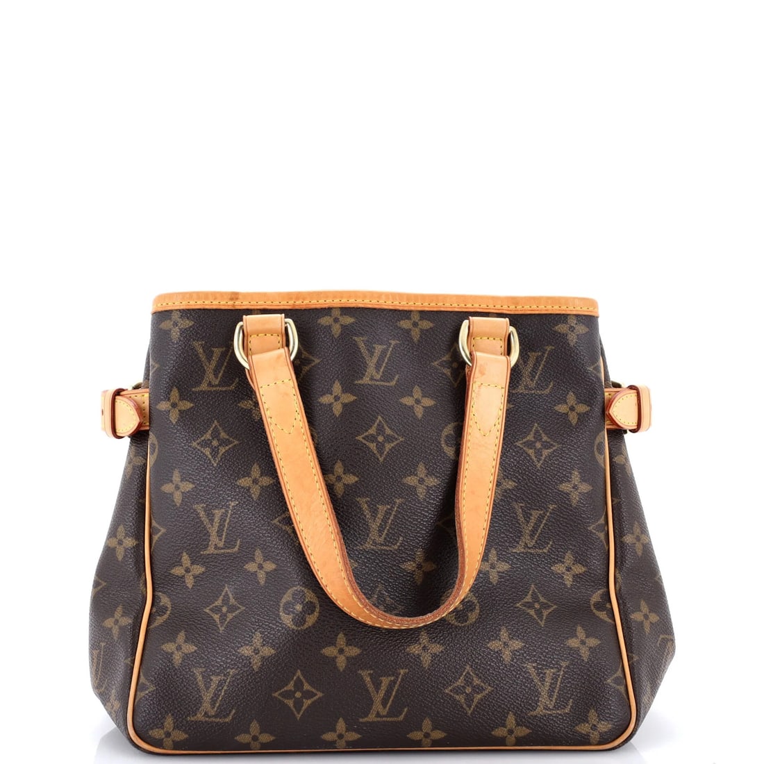 Handbag canvas monogram Louis Vuitton Batignolles: Handbag canvas monogram Louis Vuitton Batignolles Canvas monogram Louis Vuitton Batignolles tote features a distinctive brown exterior with a classic design, measuring 9" x 9.5" x 5.5". The bag's