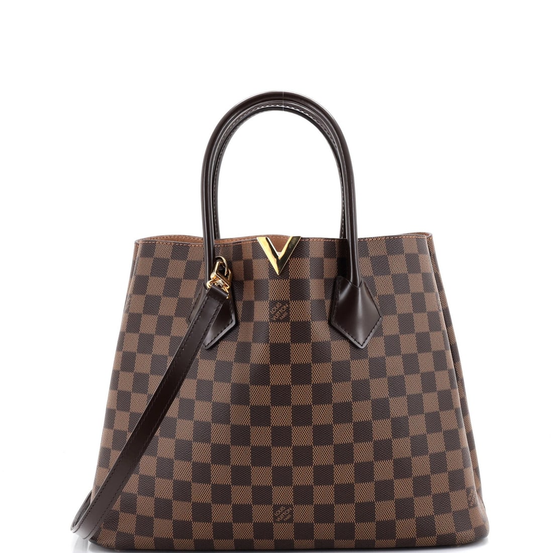 Damier Handbag Vuitton Louis Kensington: Damier Handbag Vuitton Louis Kensington Damier Handbag Vuitton Louis Kensington is a classic tote with a timeless design, featuring a canvas-coated exterior in brown and a neutral microfiber