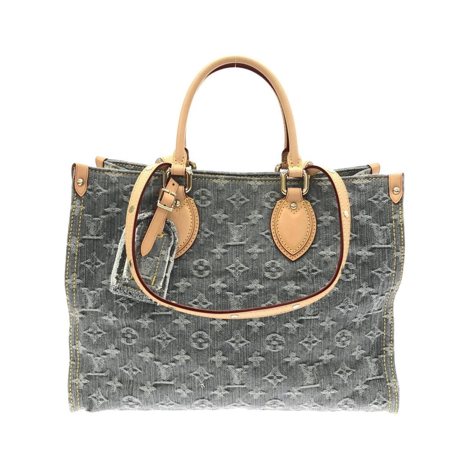 Louis Vuitton Handbag Denim: Louis Vuitton Handbag Denim Gray Louis Vuitton Denim Handbag. Made from denim, this handbag measures 26.5cm x 34.5cm x 15cm. The bag features a distinctive gray color. Item Specifics: Brand: Louis