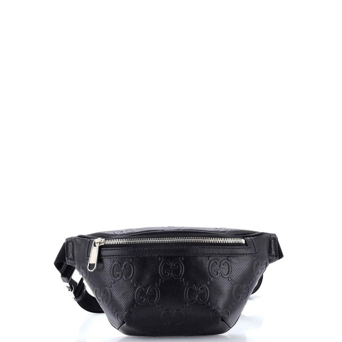 GG Gucci Small Embossed Perforated Leather Belt Bag: GG Gucci Small Embossed Perforated Leather Belt Bag Small GG Gucci Embossed Perforated Leather Belt Bag, featuring Gucci's iconic GG logo and perforated leather exterior in black. This small belt bag