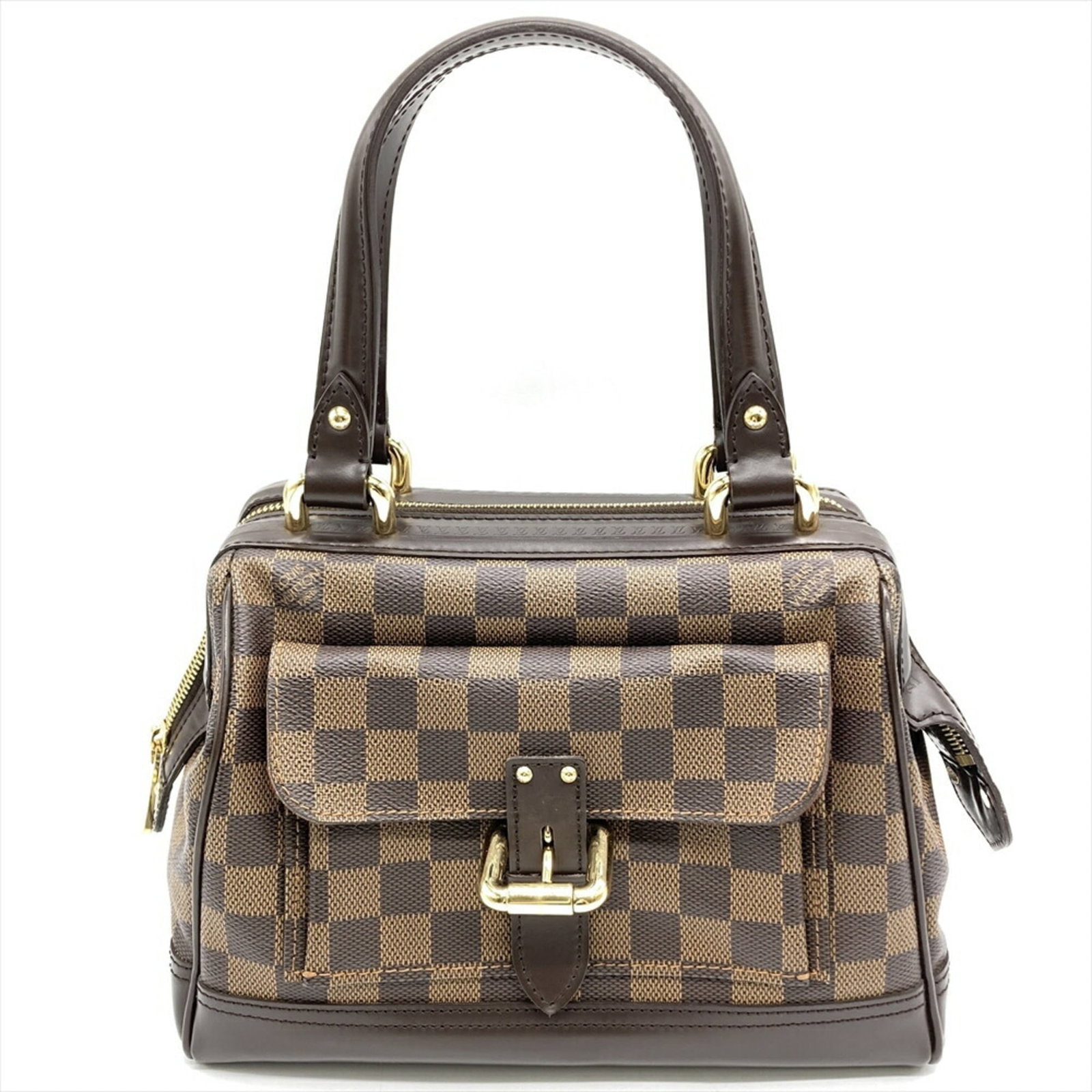 Damier Canvas Handbag Louis Vuitton: Damier Canvas Handbag Louis Vuitton Damier Canvas Handbag in Brown and Ebene, featuring a classic Louis Vuitton design with a gold zipper and open pocket. This stylish handbag measures 20cm x 27cm x