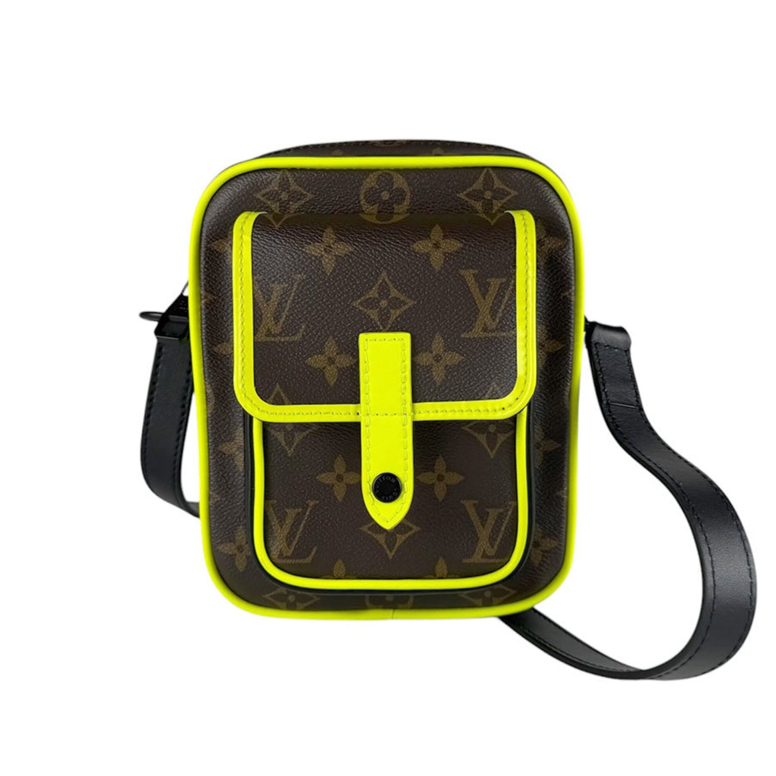 Shoulder Bag Monogram Louis Vuitton: Shoulder Bag Monogram Louis Vuitton Monogram Louis Vuitton Shoulder Bag in Brown, Monogram Macassar, and Yellow. This classic shoulder bag features the iconic Louis Vuitton monogram pattern in a