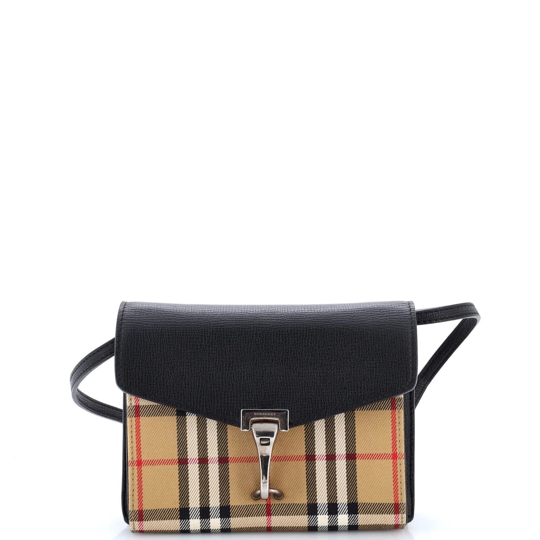 Vintage Leather Check Bag Crossbody Baby Burberry Macken: Vintage Leather Check Bag Crossbody Baby Burberry Macken Black canvas and leather exterior, featuring a vintage Burberry Macken crossbody bag design. With its classic check pattern and sturdy strap,