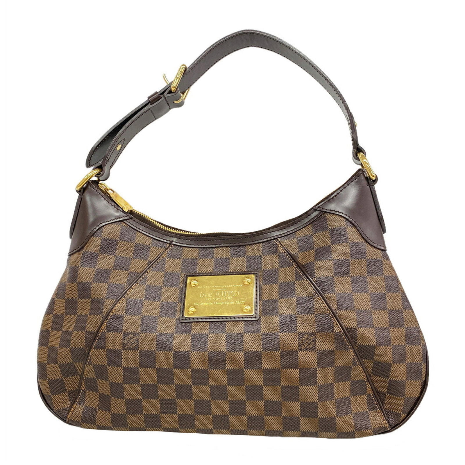 Shoulder Bag by Louis Vuitton: Shoulder Bag by Louis Vuitton Ebene-colored shoulder bag by Louis Vuitton, measuring 23cm x 35cm x 6cm, offering a stylish and compact design. The bag's dimensions provide ample space for daily