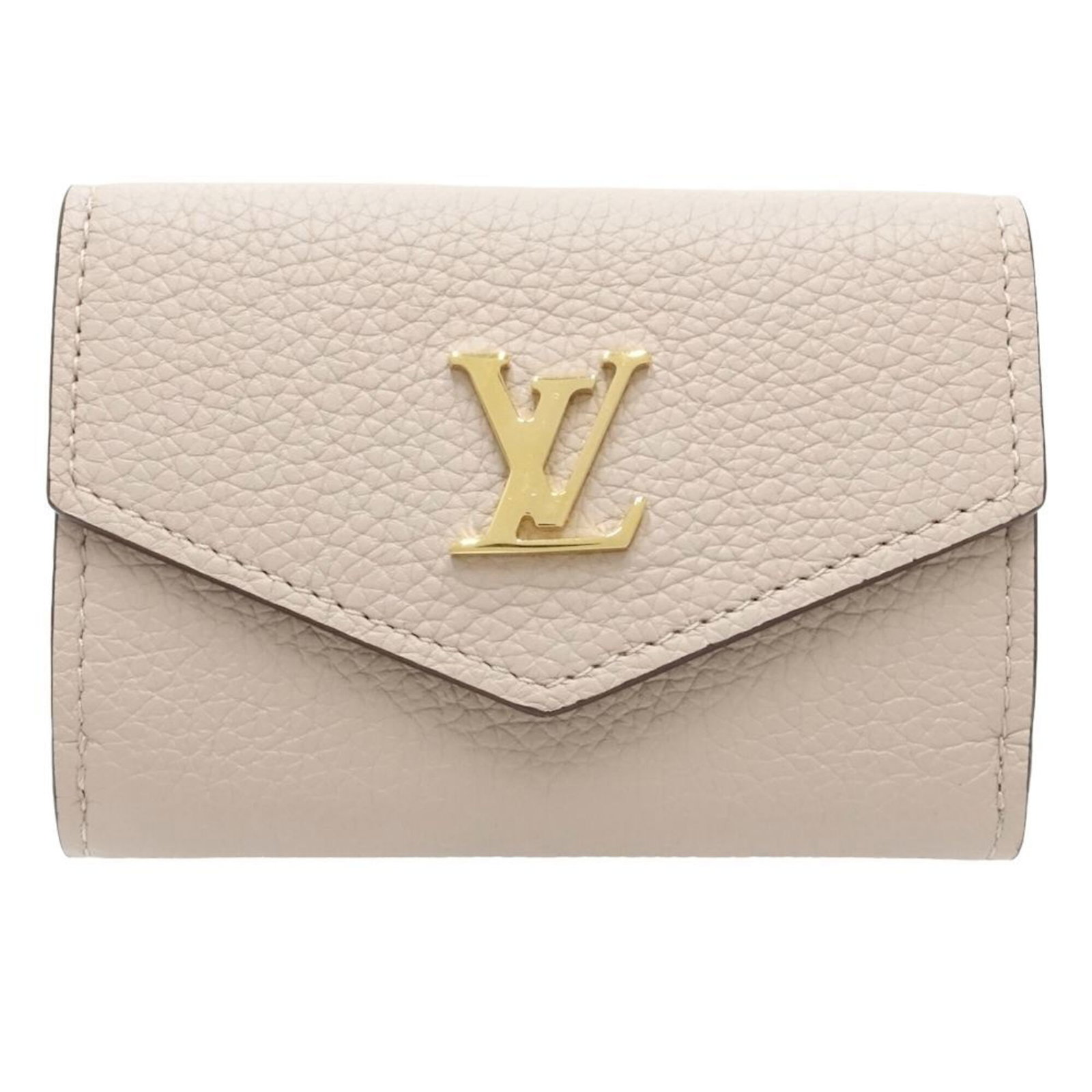 Louis Vuitton Wallet (Tri-Fold) Leather: Louis Vuitton Wallet (Tri-Fold) Leather Grayish leather tri-fold wallet from Louis Vuitton, featuring calf leather construction and a RFID-protected body. Measuring 7cm x 10cm x 2.5cm, this wallet is