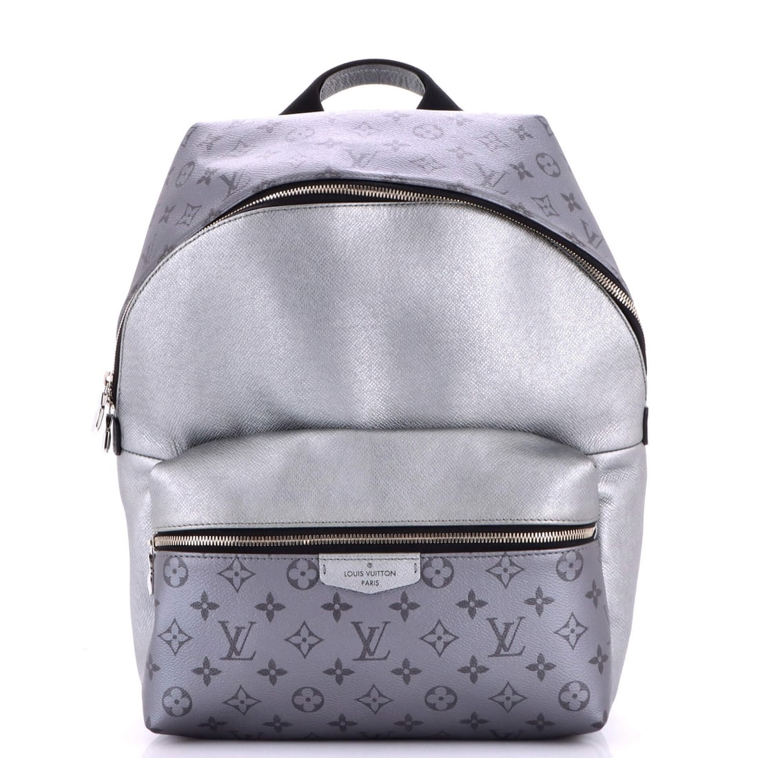Backpack Discovery Louis Vuitton Monogram Taigarama: Backpack Discovery Louis Vuitton Monogram Taigarama Silver Louis Vuitton Monogram Taigarama PM Discovery Backpack with heavy corner wear, scuffs, stains, edge wear, and minor creases. This backpack
