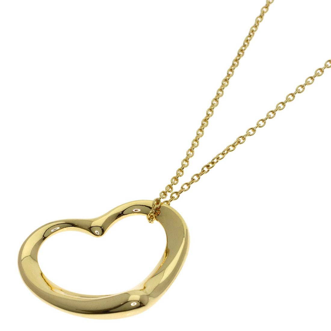 Yellow Gold Necklace Tiffany&Co Open Heart K18: Yellow Gold Necklace Tiffany&Co Open Heart K18 Yellow Gold Necklace with Tiffany&Co Open Heart Design, crafted from K18 Gold for durability and luxury, features a striking open heart design that adds