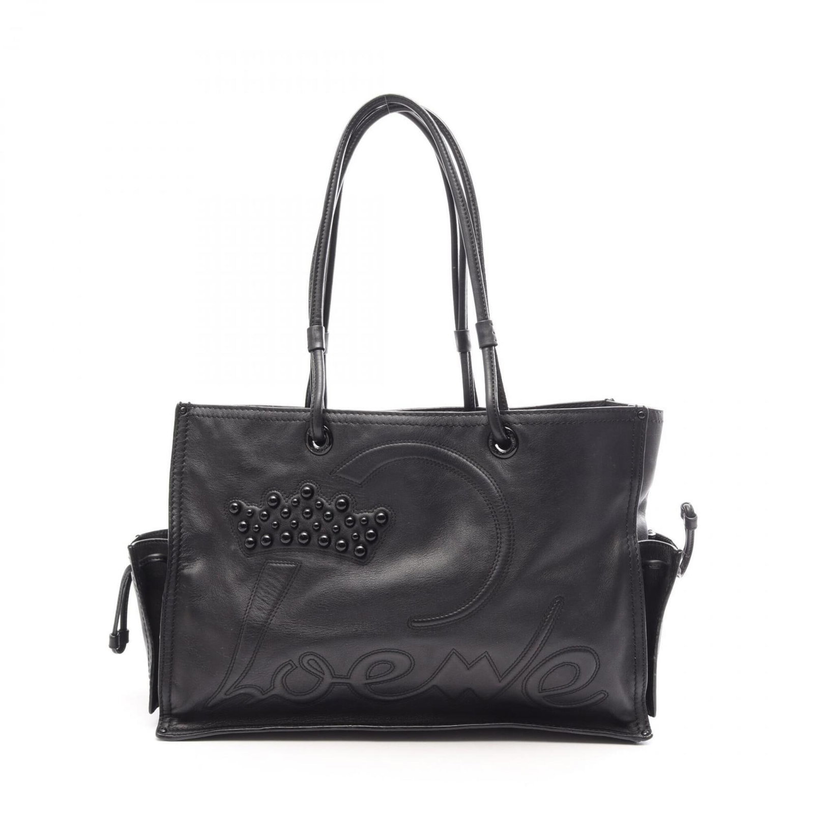 Loewe Tote Bag Leather Handbag: Loewe Tote Bag Leather Handbag The Loewe Tote Bag Leather Handbag is a sleek and sophisticated black leather tote, measuring 29cm x 41cm x 15cm. Its classic design and premium leather construction