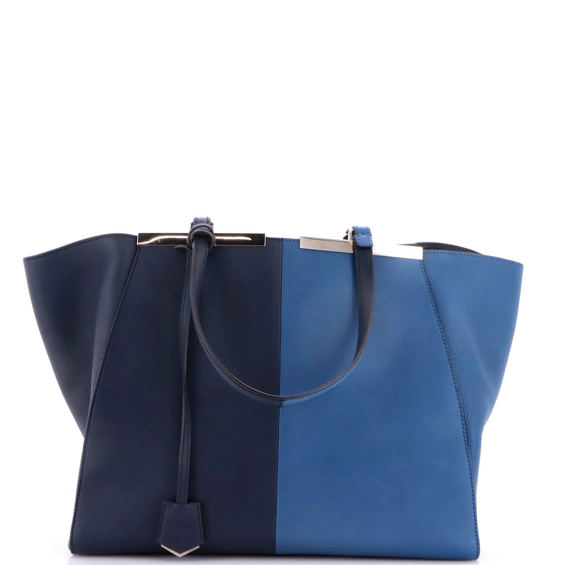 Large Leather Bag Fendi 3Jours: Large Leather Bag Fendi 3Jours Large Fendi 3Jours Leather Tote in Blue, featuring a classic design with minor scuffs and creases, and a spacious interior with microfiber lining. The bag's exterior
