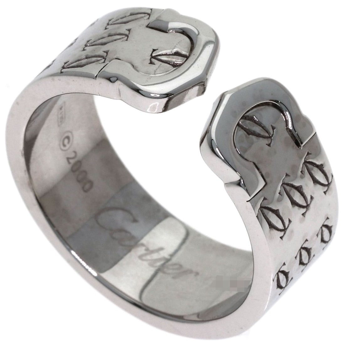 Limited Edition Cartier 2000 Christmas 2C Ring K18 White Gold #57: Limited Edition Cartier 2000 Christmas 2C Ring K18 White Gold #57 Item Specifics: Brand: CARTIER Style: Ring Material: K18 White Gold Color: Silver Metal: Gold Ring Size: 8.25(US) Main Stone: No