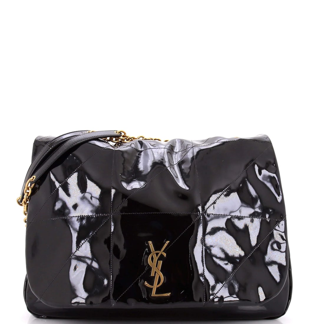 Laurent Saint Jamie 4.3 Large Quilted Patent Bag Shoulder: Laurent Saint Jamie 4.3 Large Quilted Patent Bag Shoulder Patent leather exterior adds a touch of sophistication to this quilted shoulder bag, featuring a classic design with a large size and aged