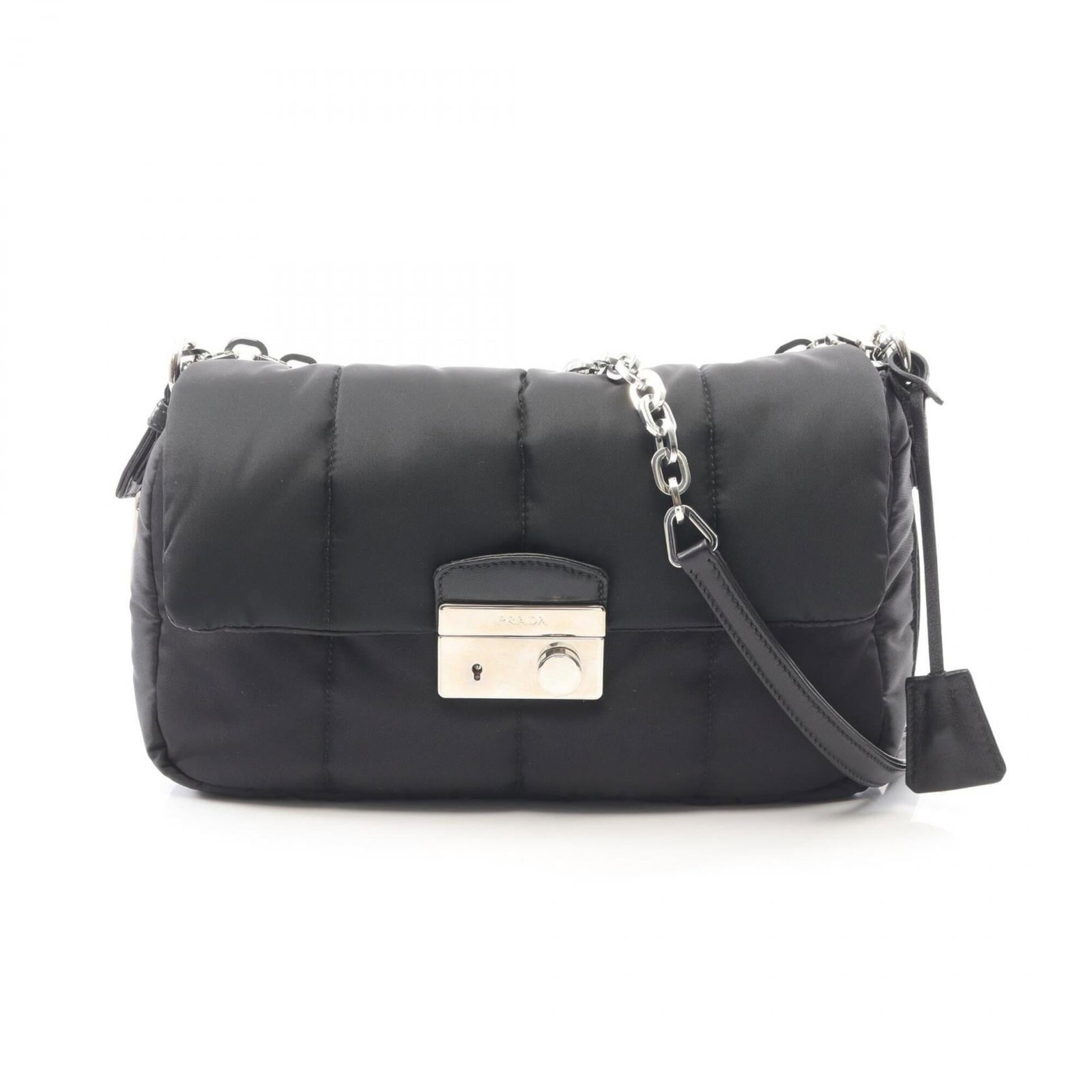 Handbag Nylon Leather Bag Prada Shoulder: Handbag Nylon Leather Bag Prada Shoulder Black Prada Nylon Leather Shoulder Bag with 17cm x 27cm x 7cm Dimensions. This Prada MPN BR5024 Handbag features a combination of nylon and leather materials,
