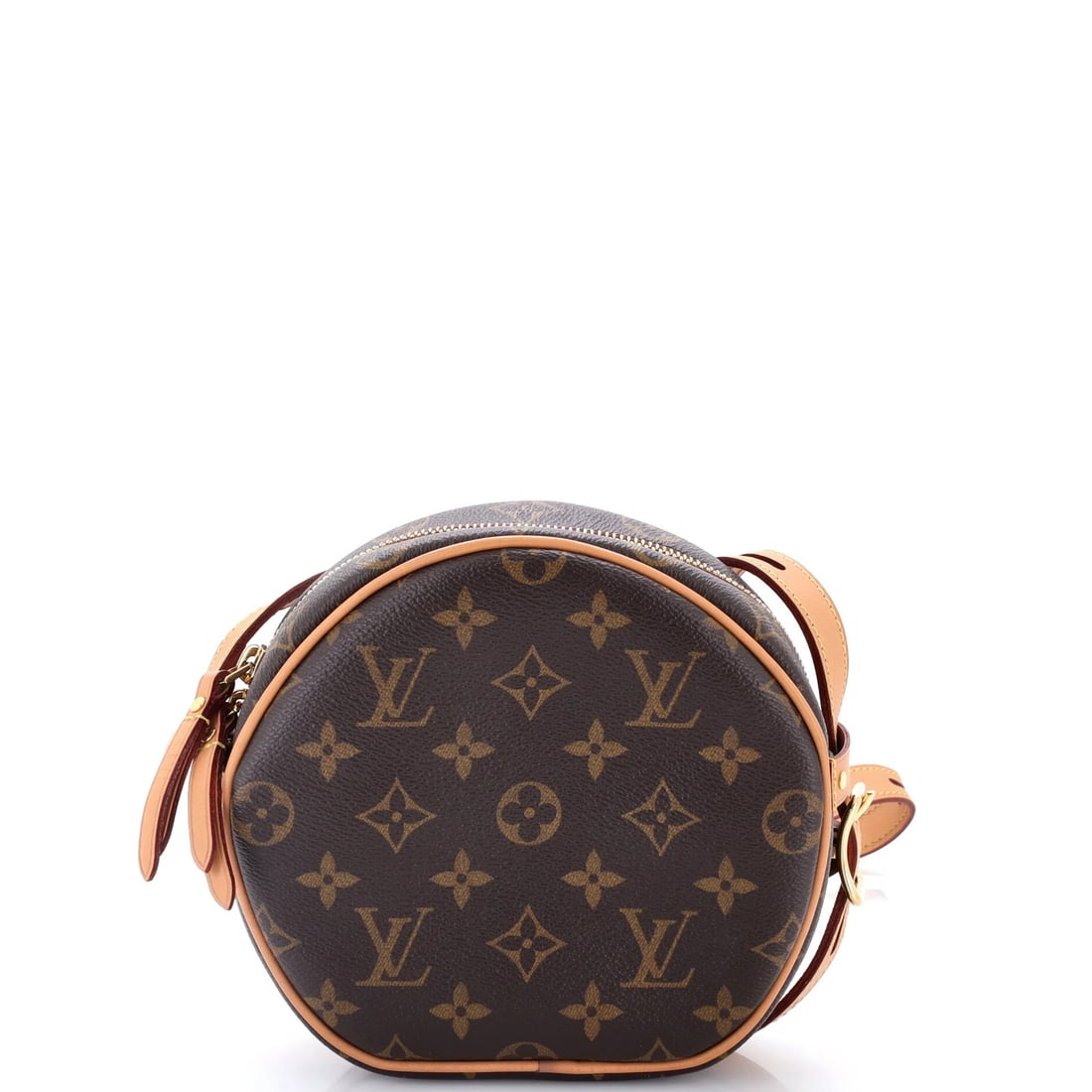 Boite Souple Chapeau Louis Monogram Vuitton Bag Canvas PM: Boite Souple Chapeau Louis Monogram Vuitton Bag Canvas PM Brown canvas coated Louis Vuitton Boite Souple Chapeau bag with gold hardware, featuring a neutral microfiber interior and minor scuffs on