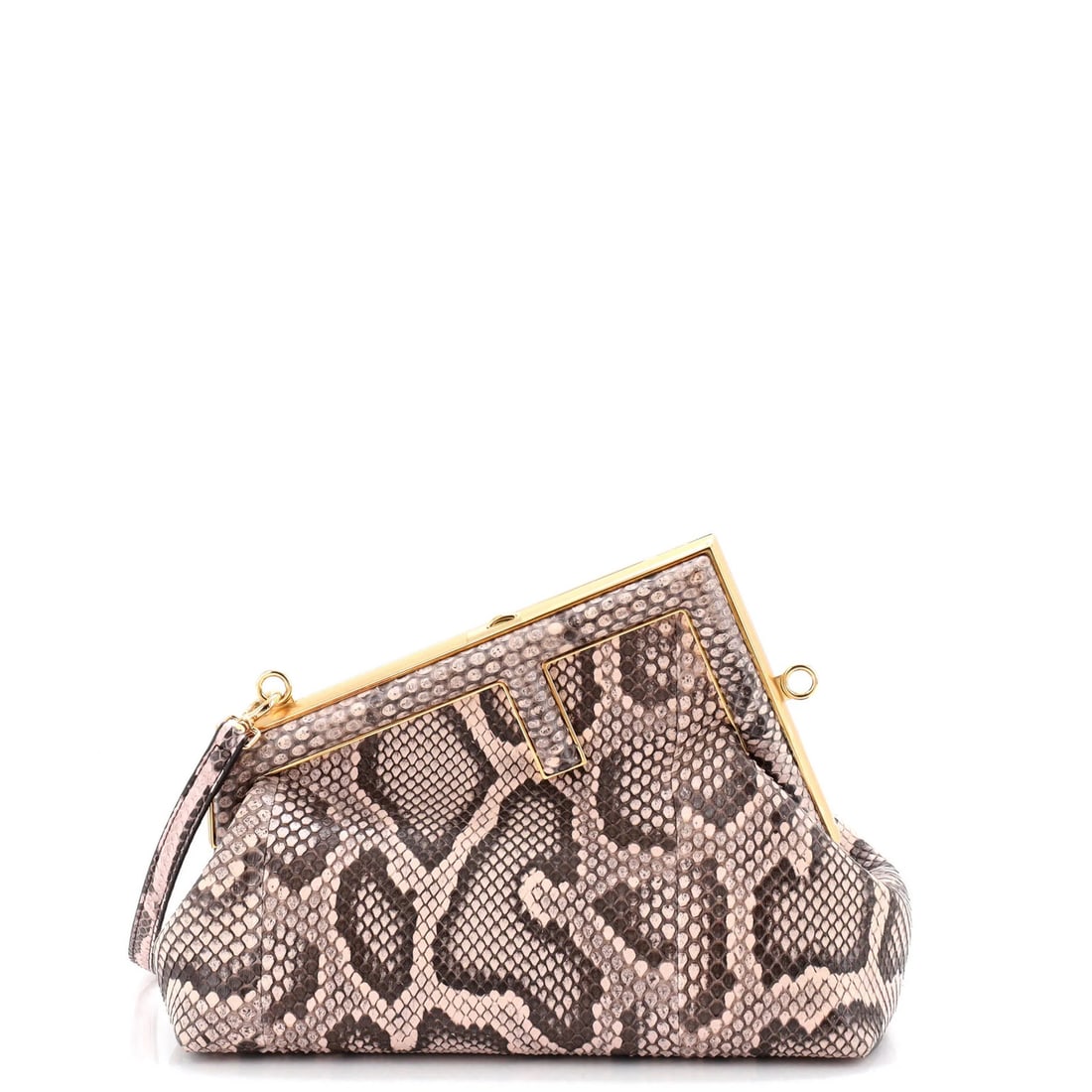 Python Small Bag Fendi First: Python Small Bag Fendi First Python Small Bag Fendi First - A Luxurious Shoulder Bag with Exquisite Details. This Fendi Python Small Bag boasts a rich brown exterior with gold hardware, while its