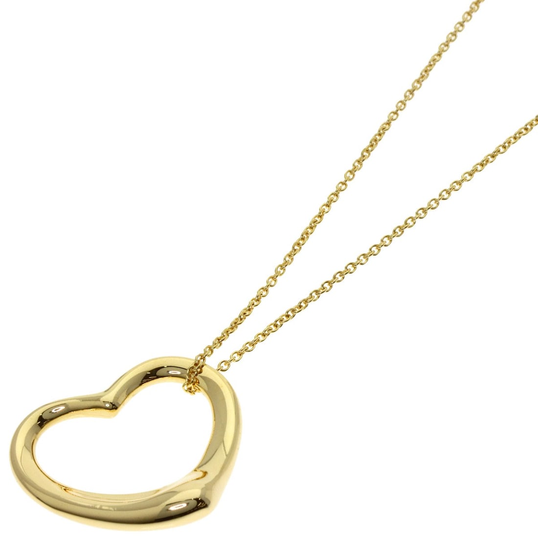 Yellow Gold Necklace Tiffany&Co Open Heart K18: Yellow Gold Necklace Tiffany&Co Open Heart K18 Yellow Gold Necklace with Tiffany&Co Open Heart Design, crafted from K18 Gold for durability and luxury, features a striking open heart design that adds