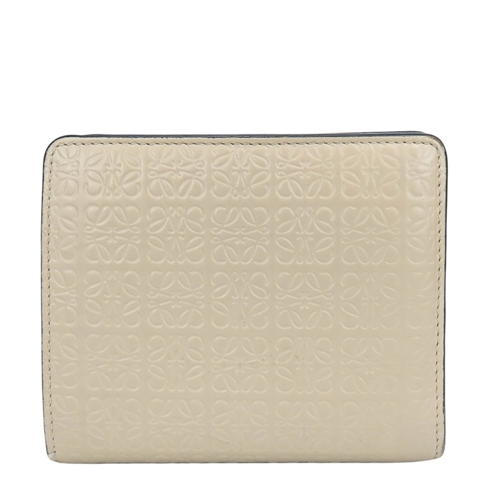Loewe Wallet (Bi-Fold) Leather: Loewe Wallet (Bi-Fold) Leather Grayish leather bi-fold wallet from Loewe, measuring 9cm x 10.5cm x 2.5cm, weighing 127g. This compact wallet features a classic design with a subtle grayish hue,